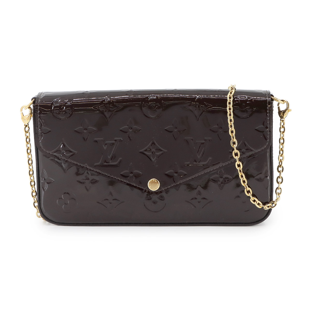 LOUIS VUITTON モノグラム ヴェルニ ポシェット フェリシー チェーン ウォレット レザー アマラント M61267 ルイ ヴィトン 90299645