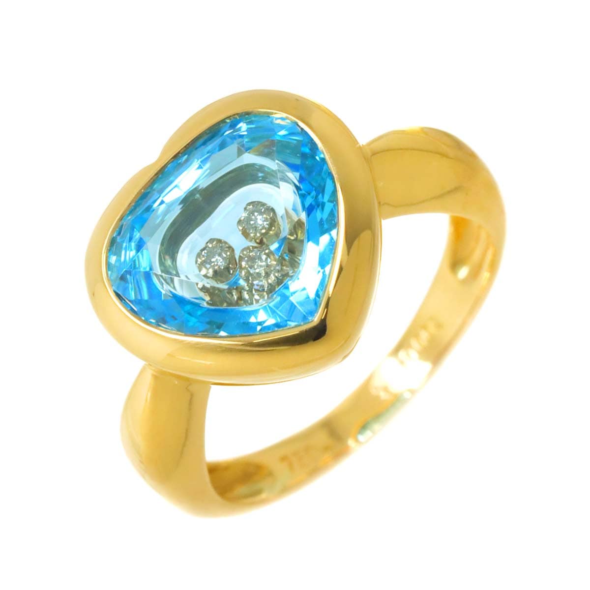 リング 11号 ブルートパーズ ダイヤ 0.02ct K18 YG イエローゴールド 750 指輪 Topaz Ring 90301256
