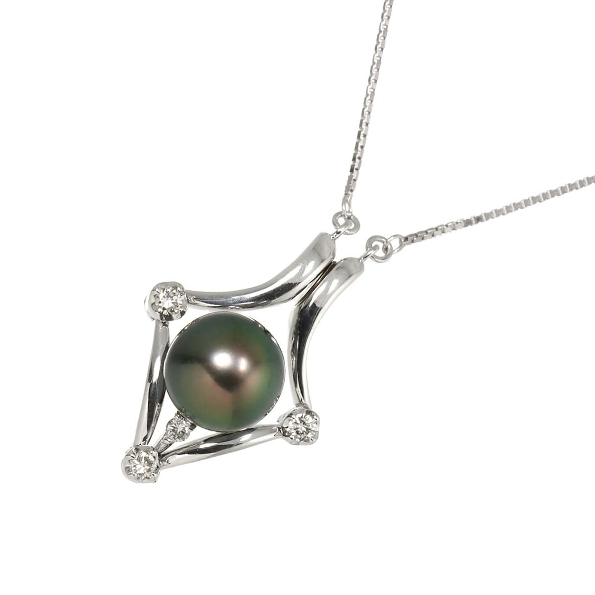 TASAKI 黒蝶真珠 8.3mm ダイヤ 0.12ct ネックレス 41cm K18 WG ホワイトゴールド 750 パール 田崎真珠 Necklace タサキ 90297212