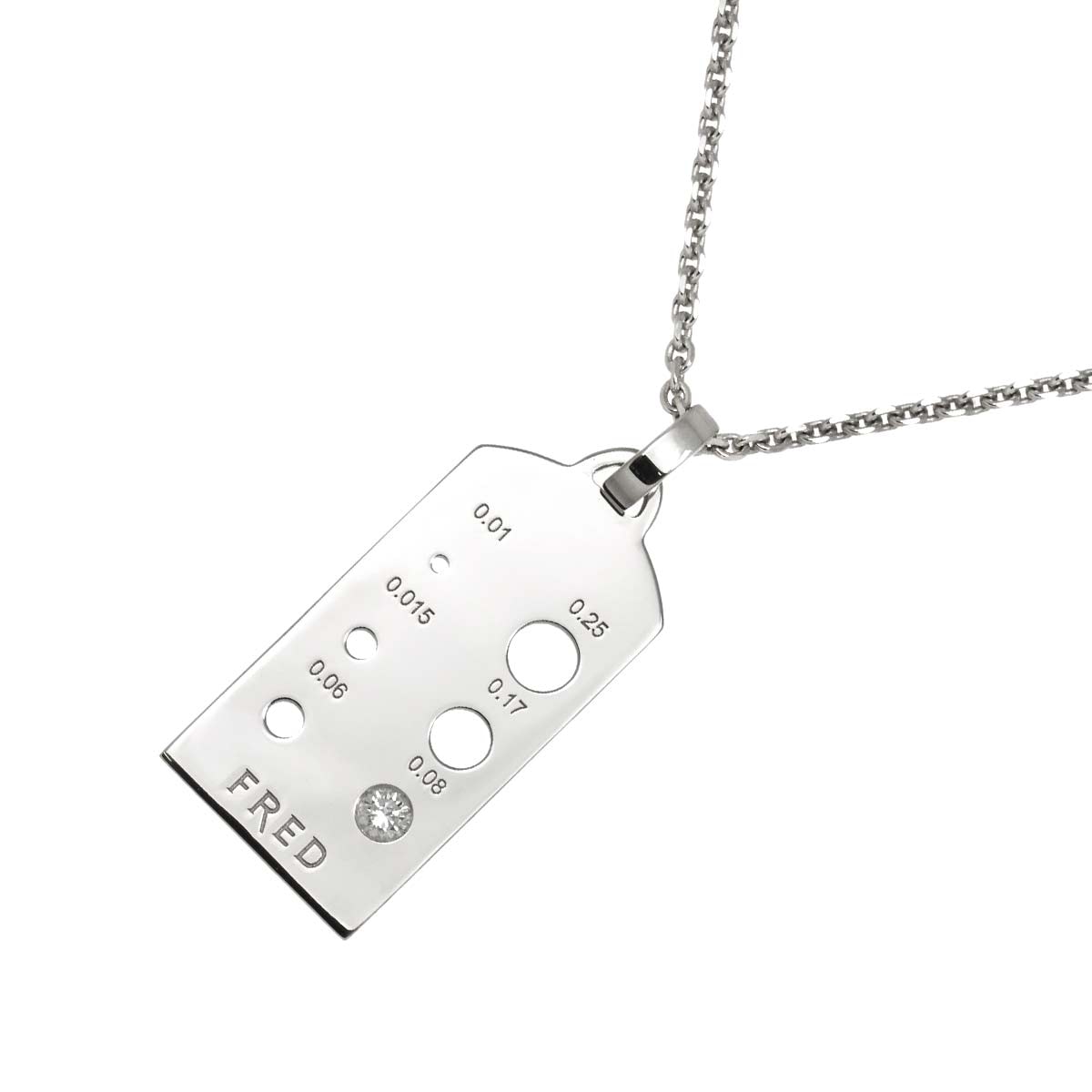 FRED カリーブル ア ピエール ダイヤ 0.08ct ネックレス 42cm K18 WG ホワイトゴールド 750 Diamond Necklace フレッド 90297637