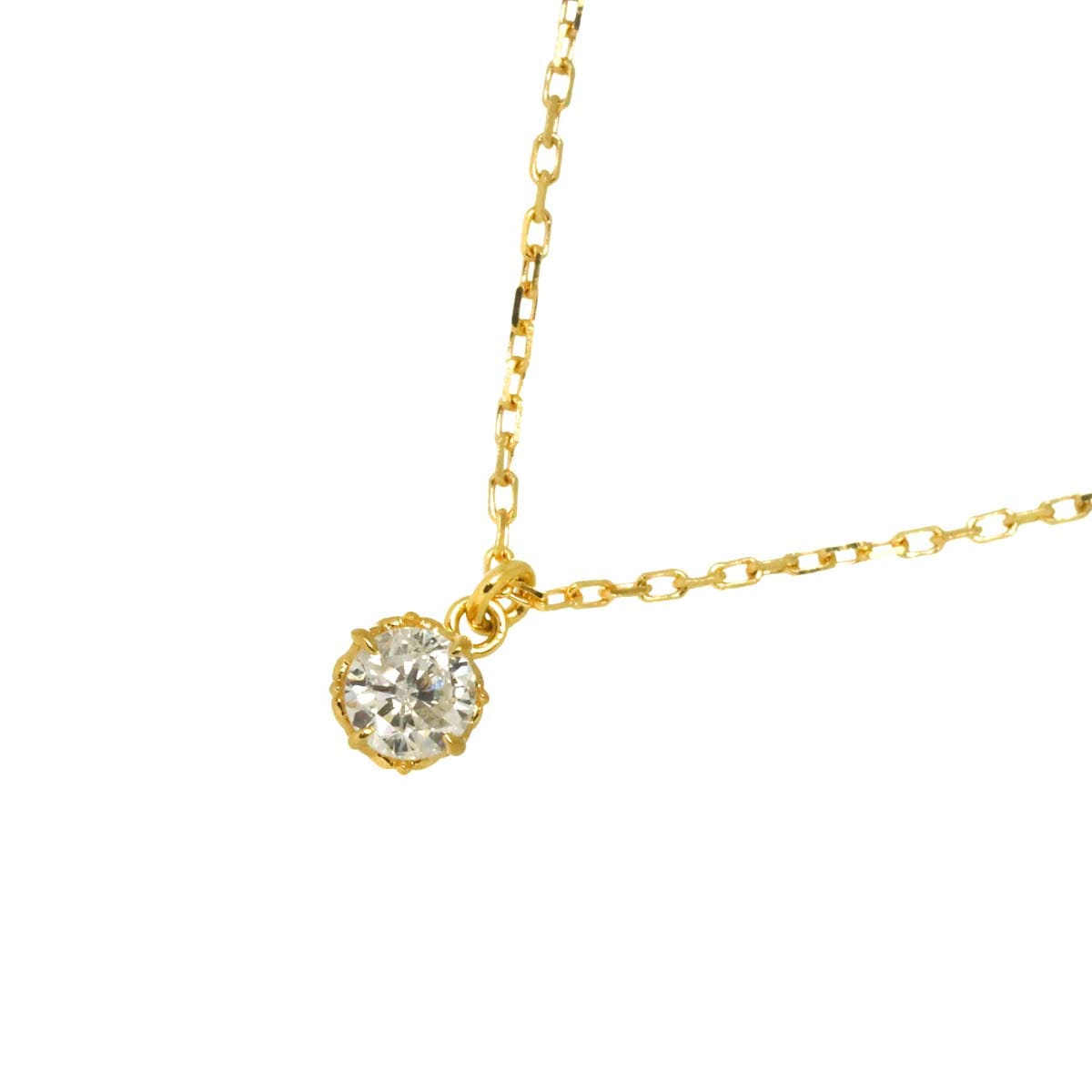 agete ダイヤ 0.10ct ネックレス 45cm K18 YG イエローゴールド 750 Diamond Necklace アガット 90299738