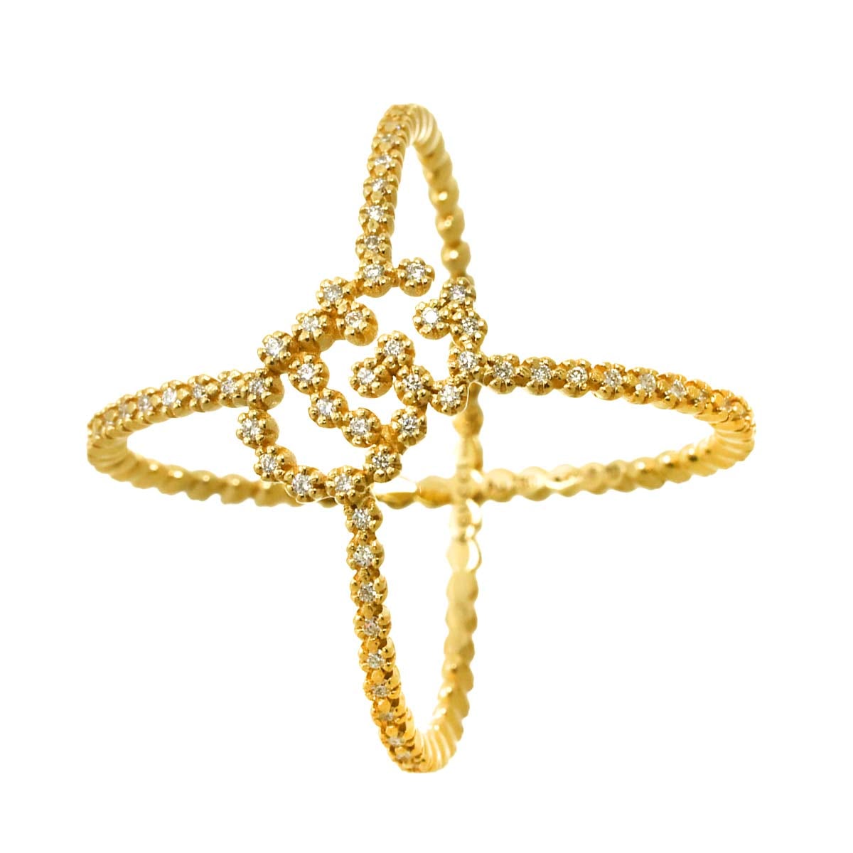 GUCCI GGランニング #10 リング ダイヤ K18 YG イエローゴールド 750 指輪 Diamond Ring グッチ 90299771