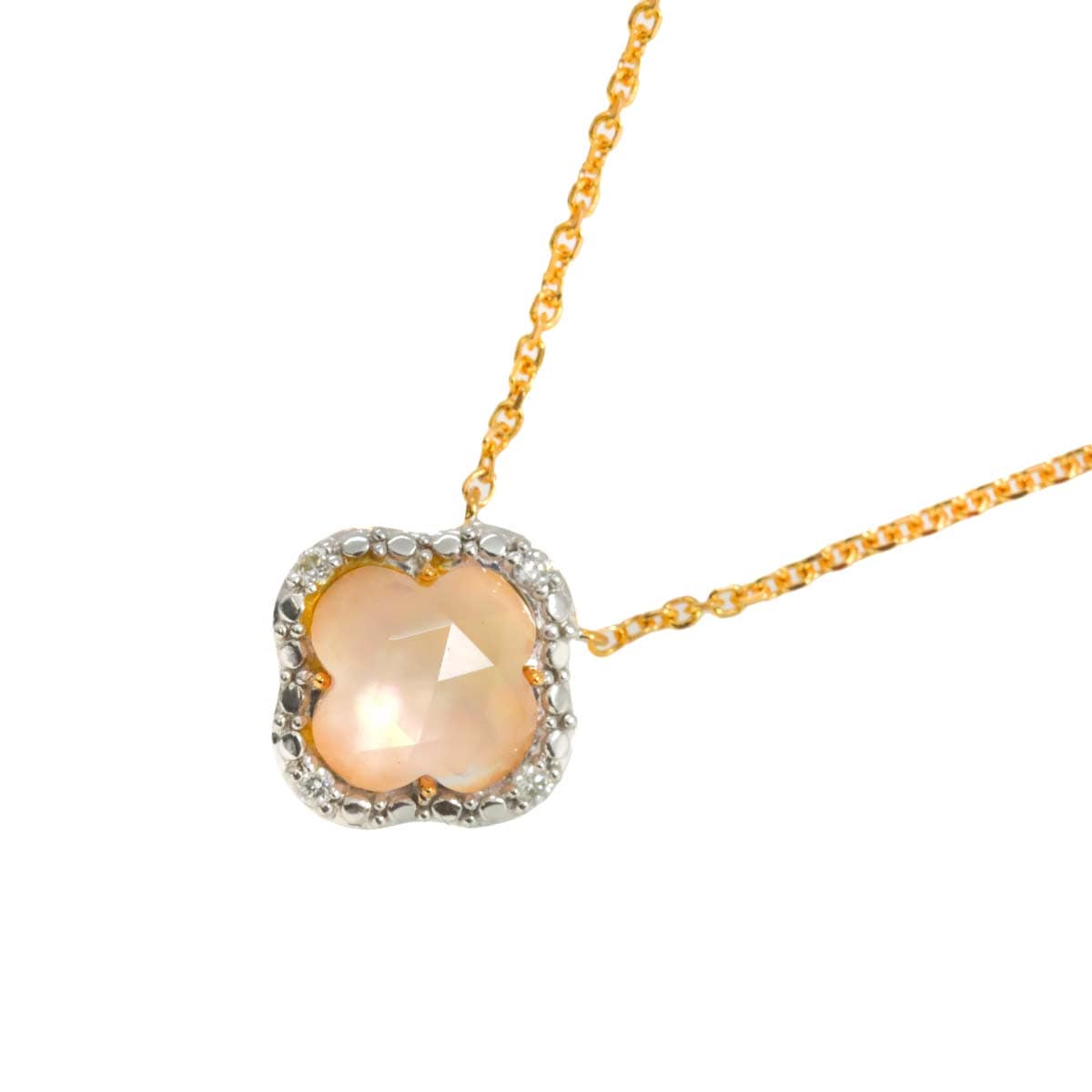 Vendome Aoyama クォーツ ダイヤ ネックレス 40cm K18 PG WG ピンク ホワイトゴールド 750 花 Quartz Necklace ヴァンドーム青山 90299956