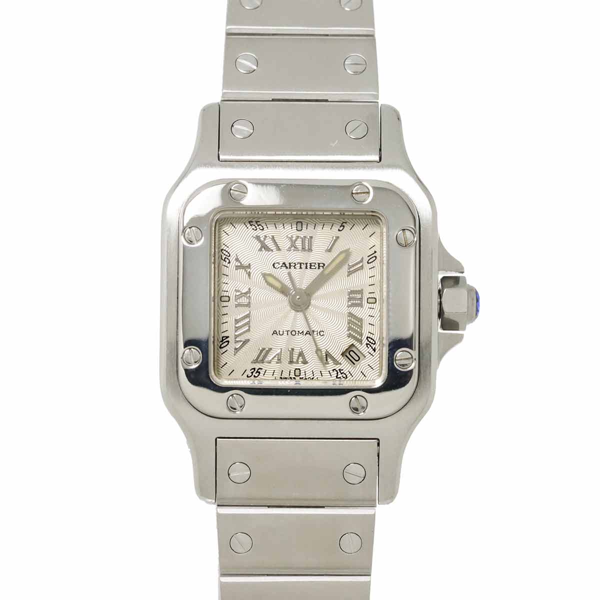 Cartier サントスガルベSM W20044D6 レディース 腕時計 デイト シルバー 自動巻き オートマ ウォッチ Santos カルティエ 90296536