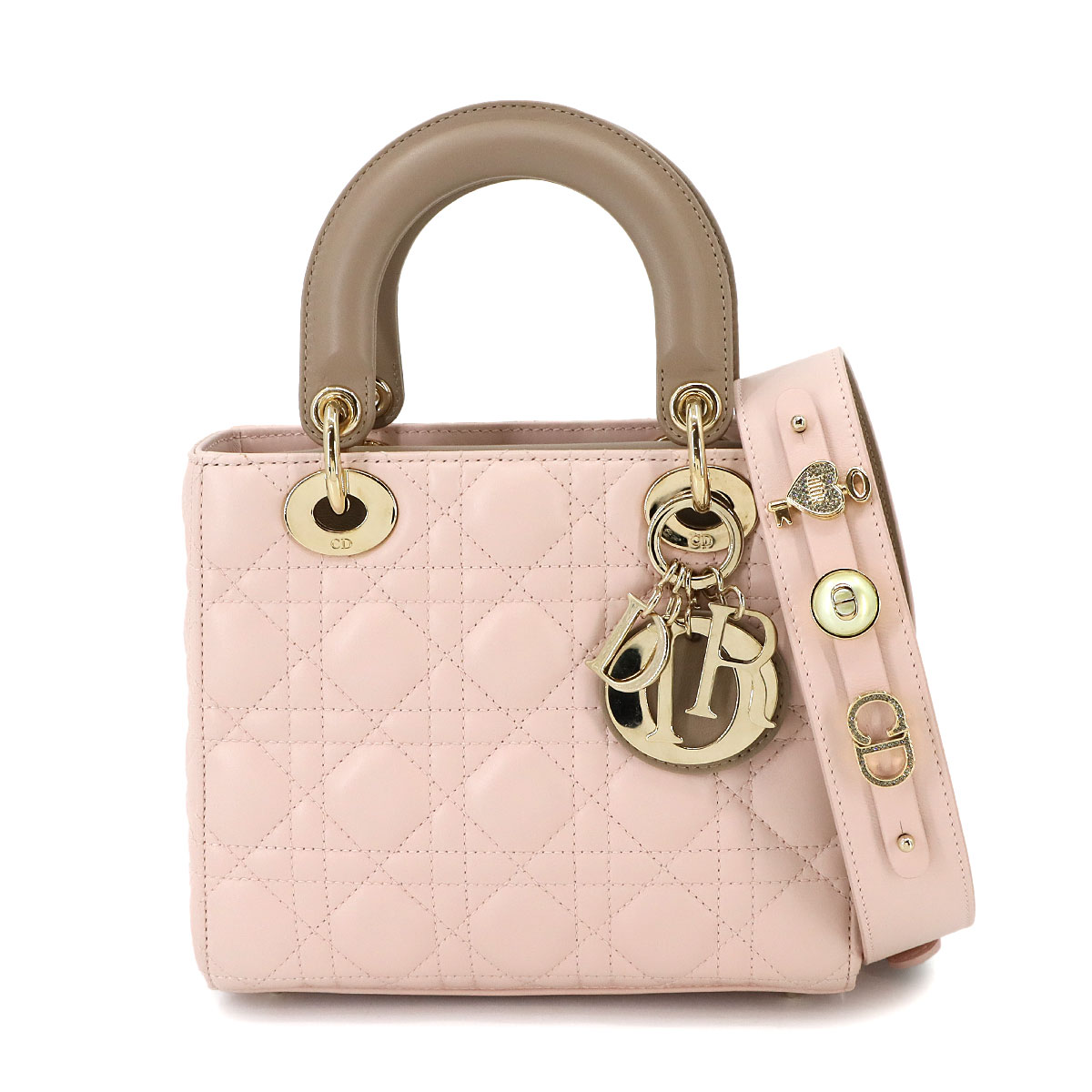 Christian Dior カナージュ レディディオール My ABCDior スモール 2way ハンド ショルダー バッグ レザー ピンク ベージュ M0538OBWS Lady dior Bag クリスチャン ディオール 90297701