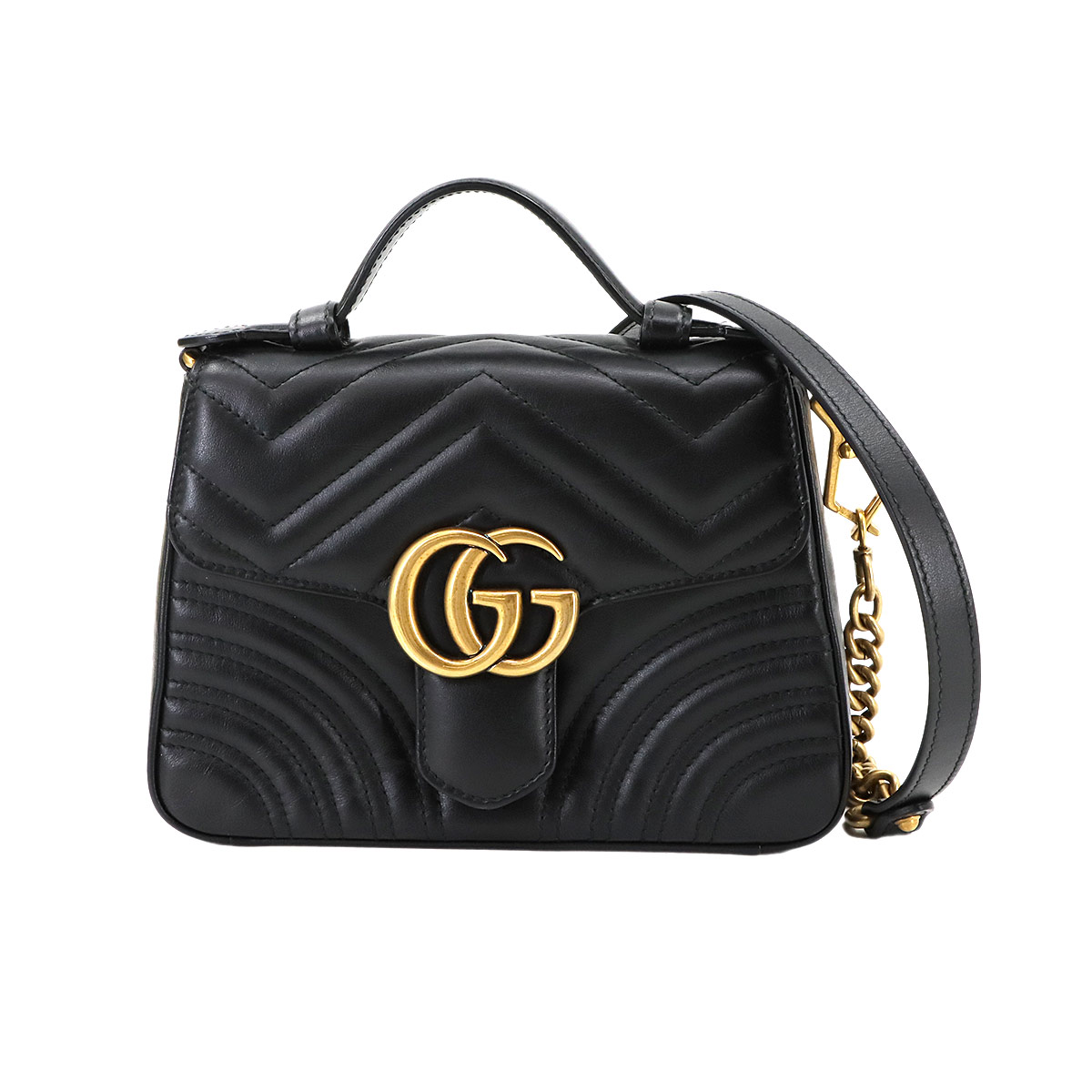 GUCCI GGマーモント ミニ トップハンドル バッグ 2way ハンド ショルダー レザー ブラック 547260 GG Marmont Mini Bag グッチ 90298022