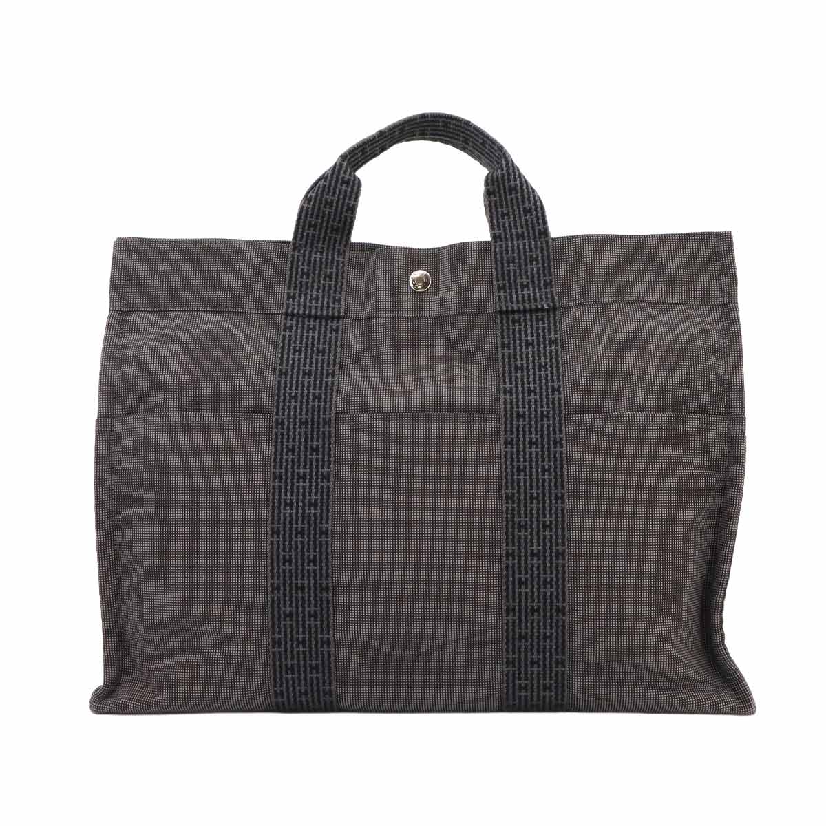 HERMES エールライン MM トート バッグ キャンバス グレー シルバー 金具 Herline Tote MM エルメス 90299249