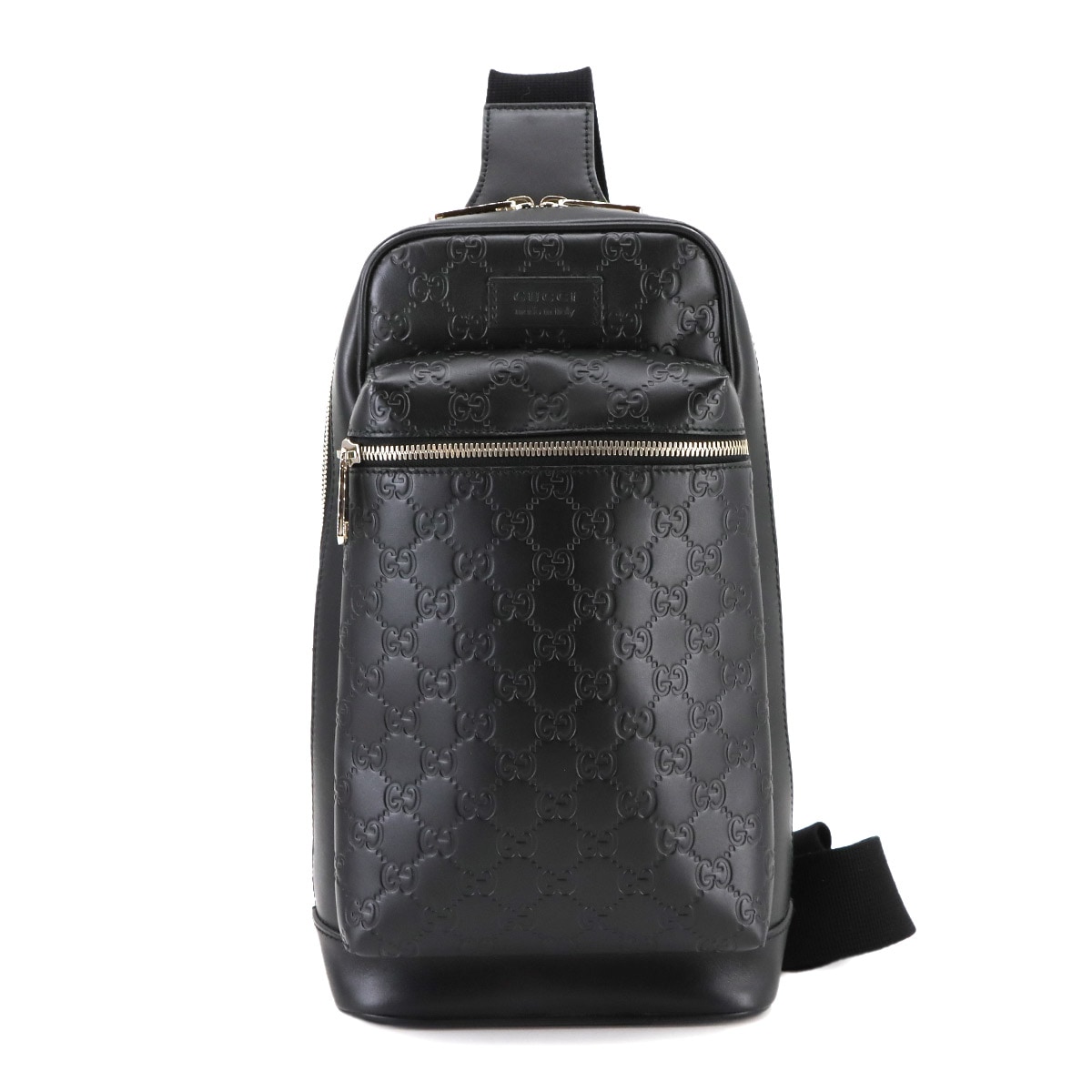 GUCCI グッチシマ ボディ バッグ ショルダー レザー ブラック シルバー 金具 450970 Guccissima Crossbody Bag グッチ 90299485