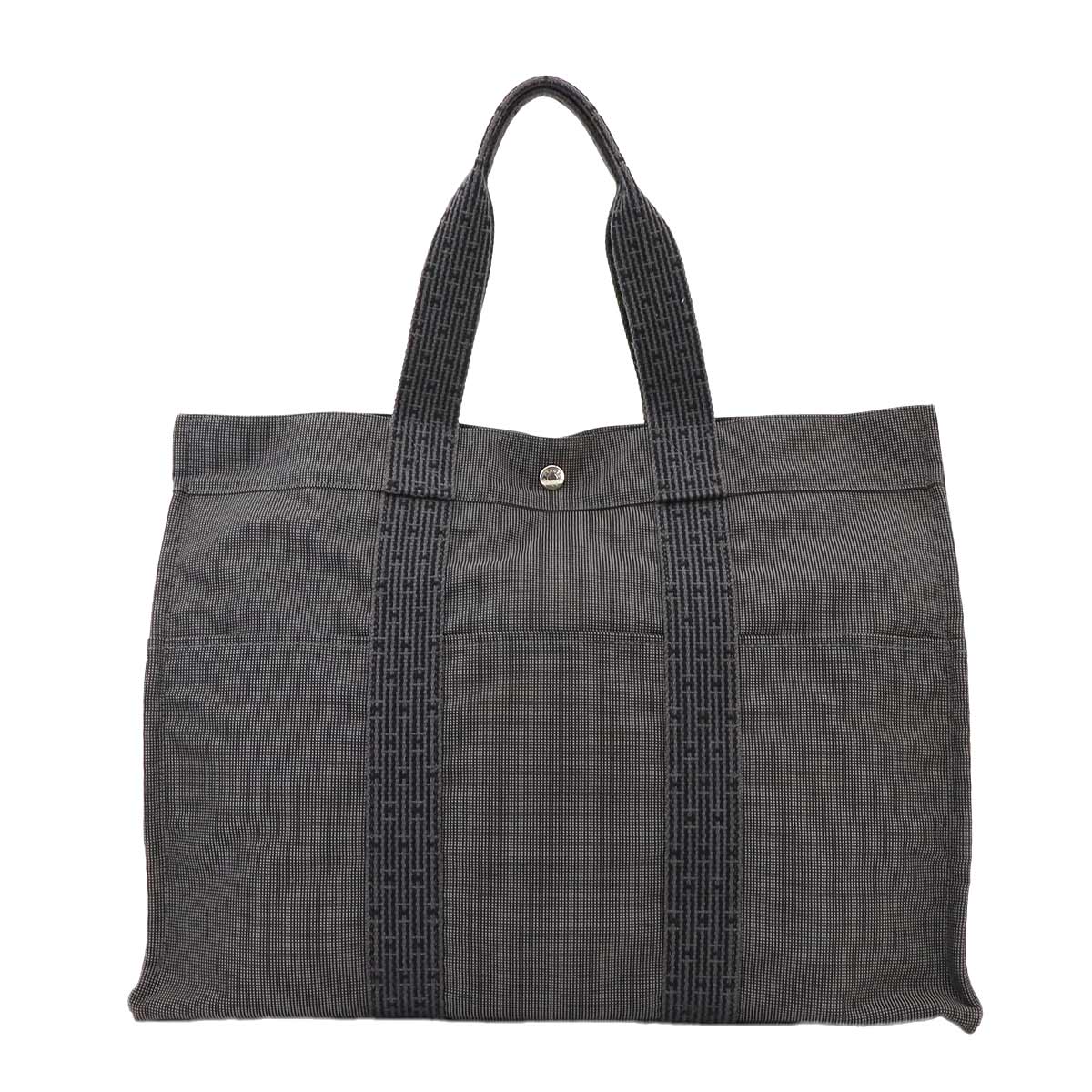 HERMES エールライン トート GM バッグ キャンバス グレー シルバー 金具 Herline tote GM エルメス 90299845