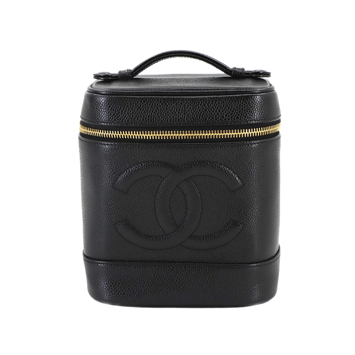 CHANEL バニティ ハンド バッグ キャビアスキン レザー ブラック A01998 ココマーク ゴールド 金具 Vanity Bag シャネル 90300306