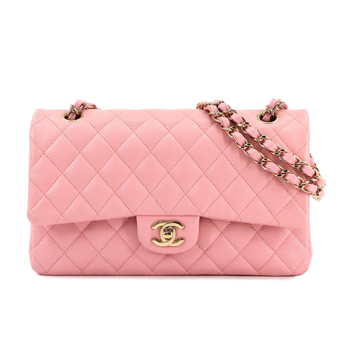 CHANEL マトラッセ 25 チェーン ショルダー バッグ キャビアスキン ピンク A01112 ゴールド 金具 ココマーク Matelasse Bag シャネル 90300332