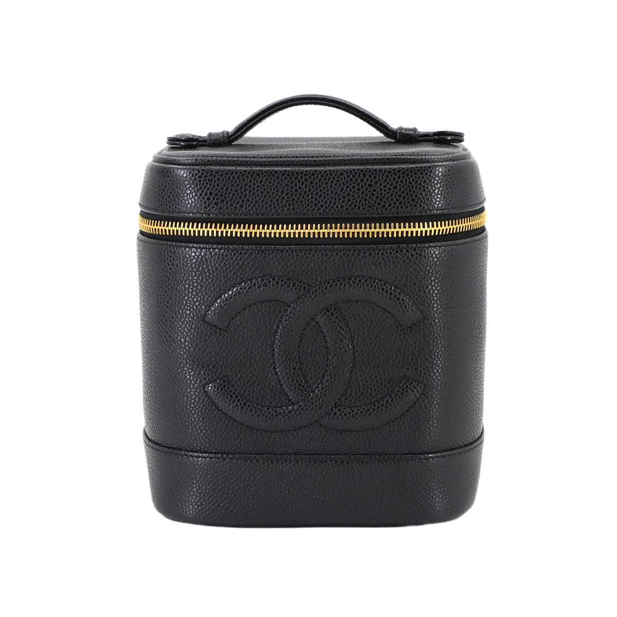CHANEL バニティ ハンド バッグ キャビアスキン レザー ブラック A01998 ココマーク ゴールド 金具 Vanity Bag シャネル 90301531