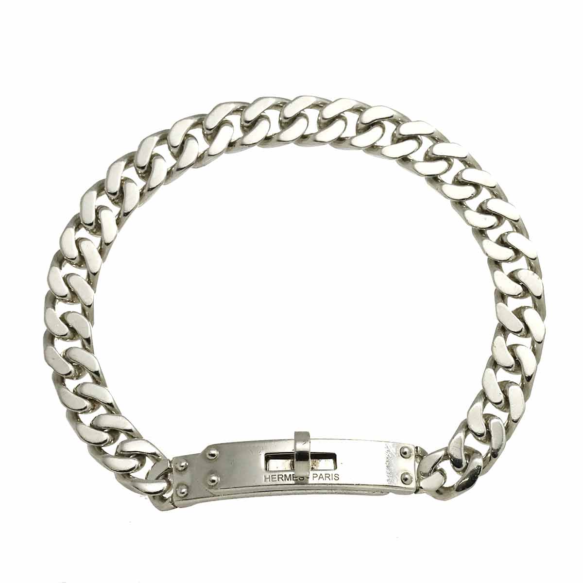 HERMES ケリー グルメット ブレスレット SH 15.5cm シルバー SV 925 Bracelet エルメス 90300615