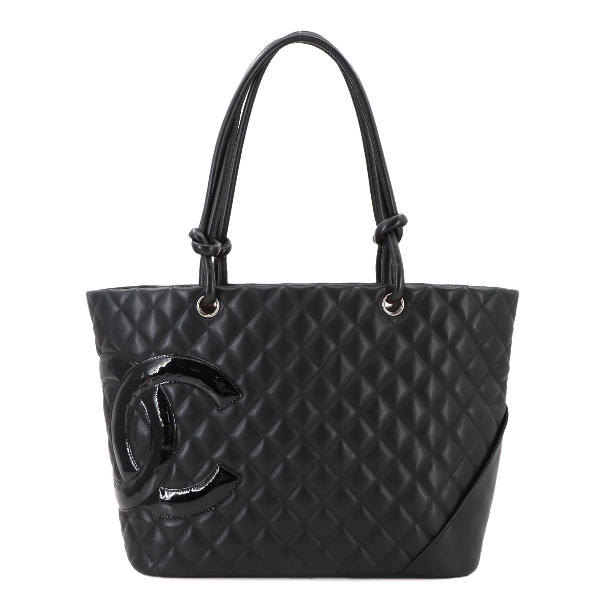 CHANEL べっ甲調 プラチェーン トート バッグ デニム ブルー ココ