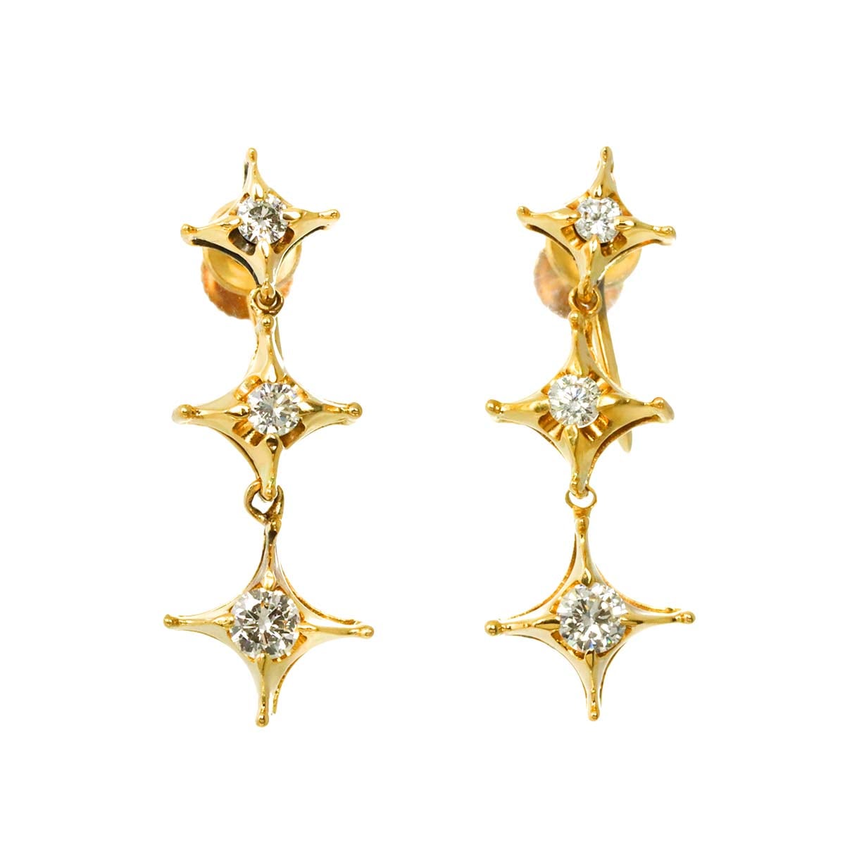 ダイヤ K18 YG イヤリング イエローゴールド 750 Diamond Earrings 90300441