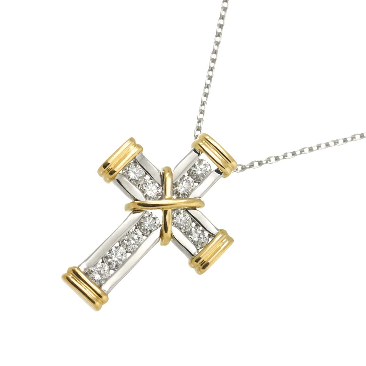 ダイヤ 0.50ct ネックレス 45cm Pt K18 YG プラチナ イエローゴールド 750 Diamond Necklace 90300722