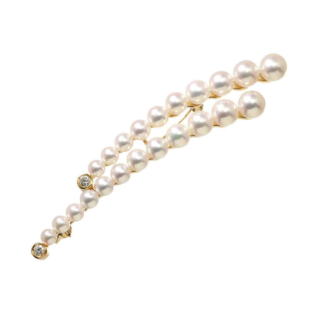 TASAKI アコヤ真珠 ダイヤモンド ピンブローチ K18 田崎真珠 ブローチ