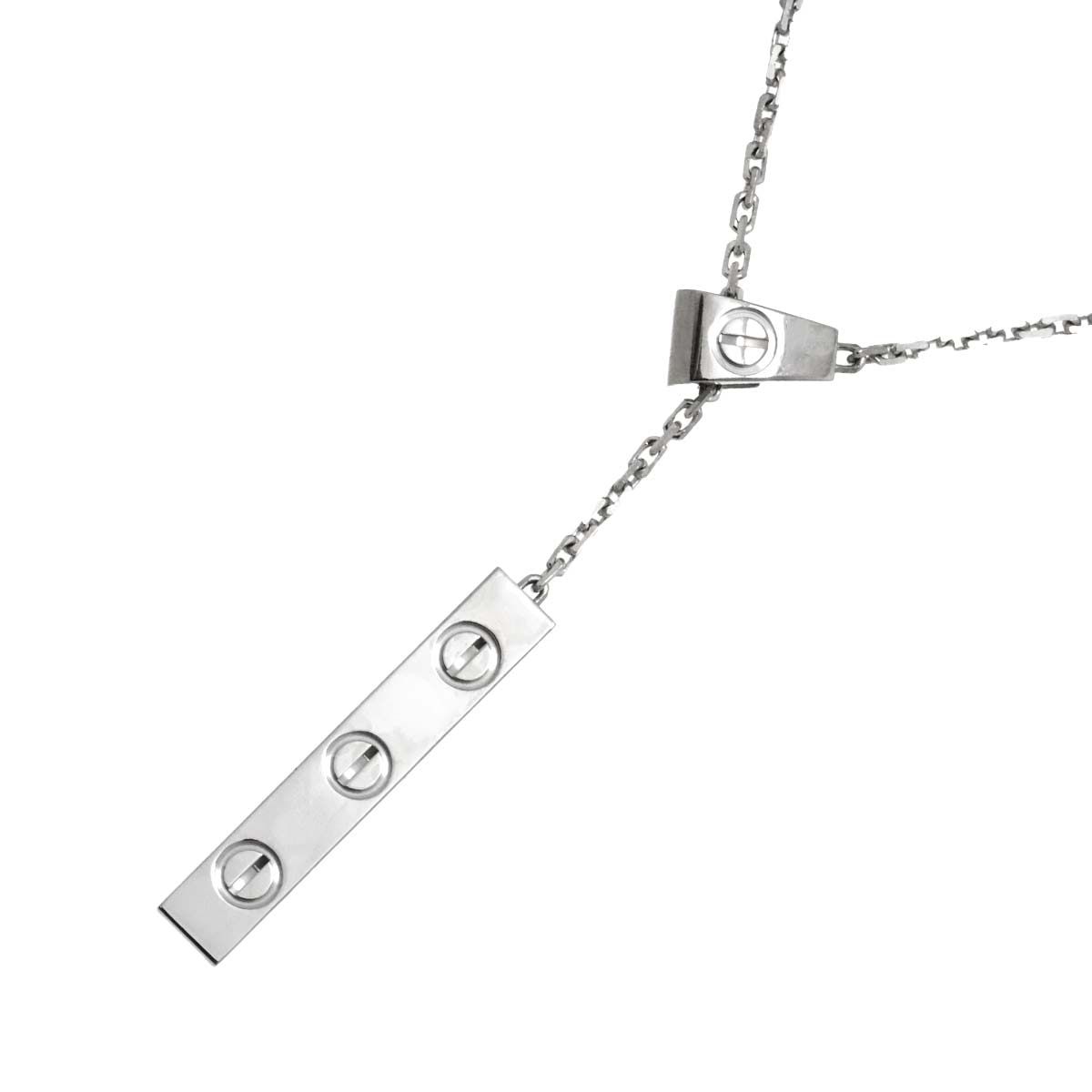 Cartier ラブ Yシェイプ プレート ネックレス 46cm K18 WG ホワイトゴールド 750 Love Necklace カルティエ 90297345