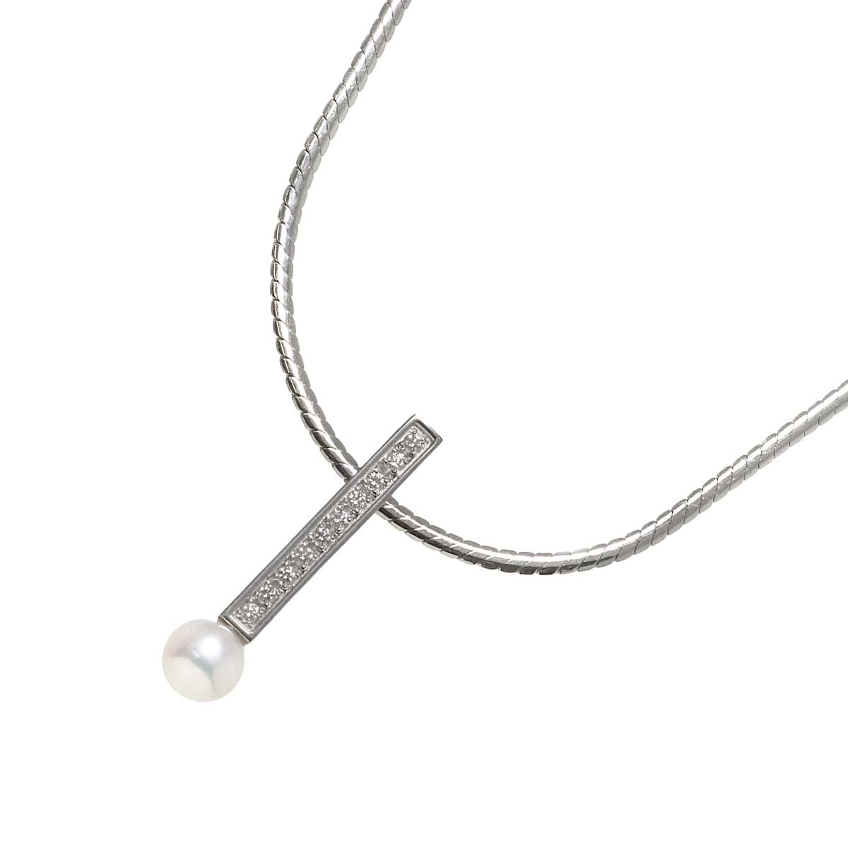 MIKIMOTO アコヤ真珠 5.9mm ダイヤ ネックレス 45cm K18 WG ホワイトゴールド 750 パール Pearl Necklace ミキモト 90297366