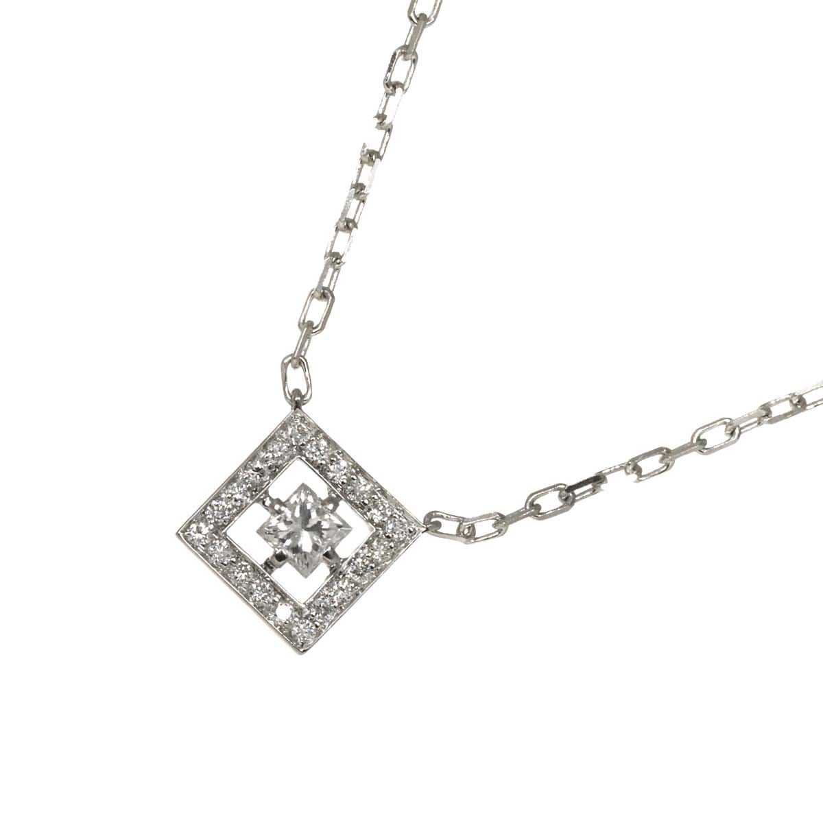 BOUCHERON アバ スクエア ダイヤ ネックレス 43cm K18 WG ホワイトゴールド 750 Necklace【証明書付き】ブシュロン 90299018