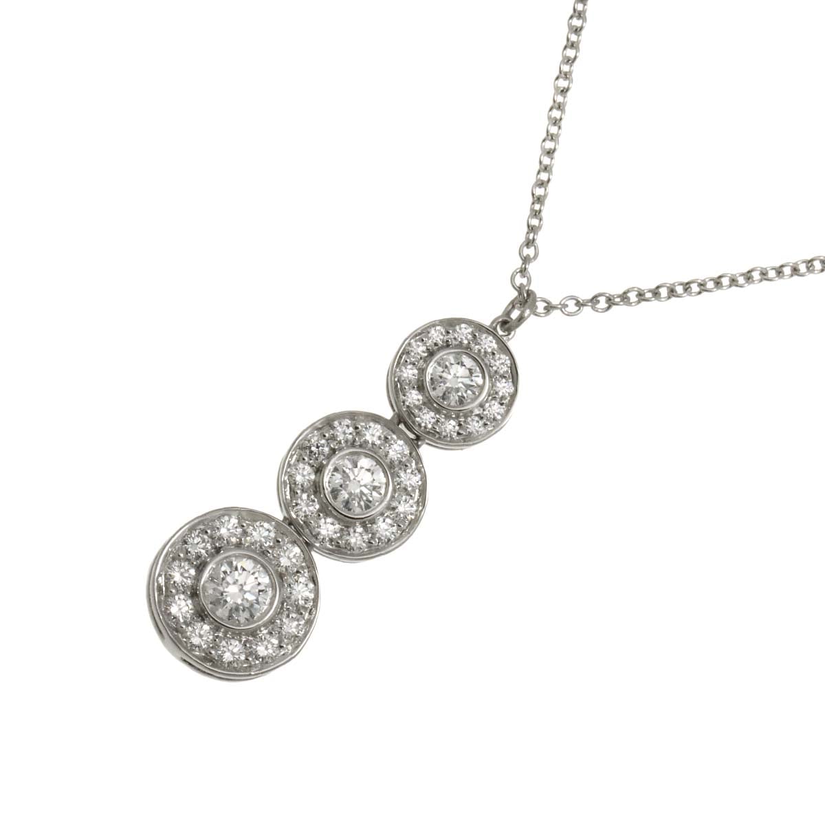TIFFANY&Co. サークレット トリプル ドロップ ダイヤ ネックレス 40cm Pt プラチナ Circlet Necklace ティファニー 90300797