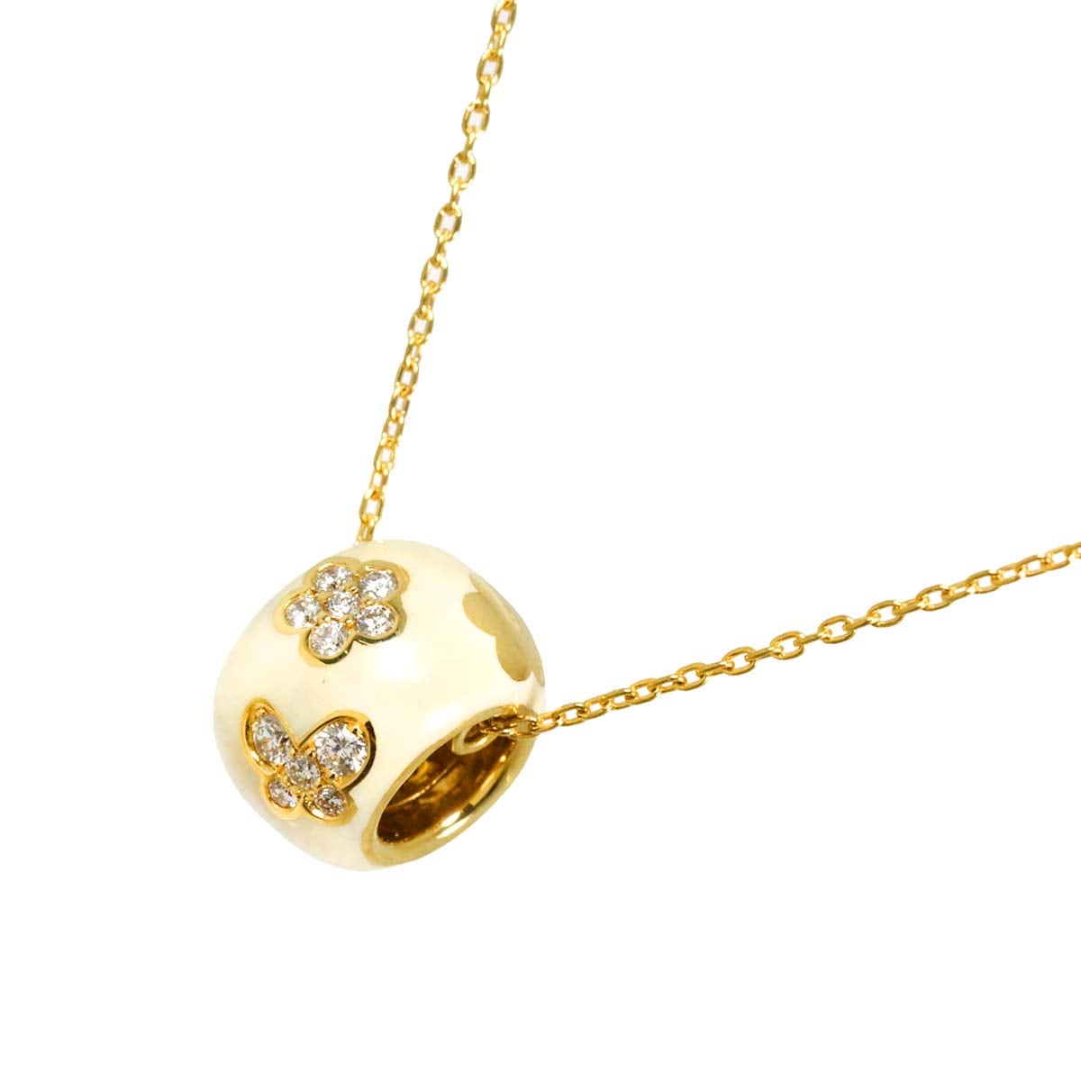 Ponte Vecchio ダイヤ 0.16ct ネックレス 40cm K18 YG イエローゴールド 750 エナメル Diamond Necklace ポンテヴェキオ 90301831