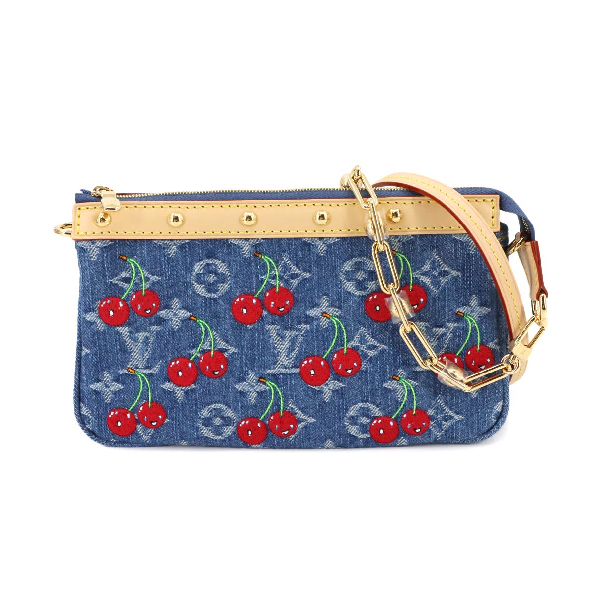 LOUIS VUITTON LV x TM ポシェット アクセソワール ハンド ショルダー バッグ モノグラム チェリー デニム M13994 Pochette Accessoires ルイ ヴィトン 90283526
