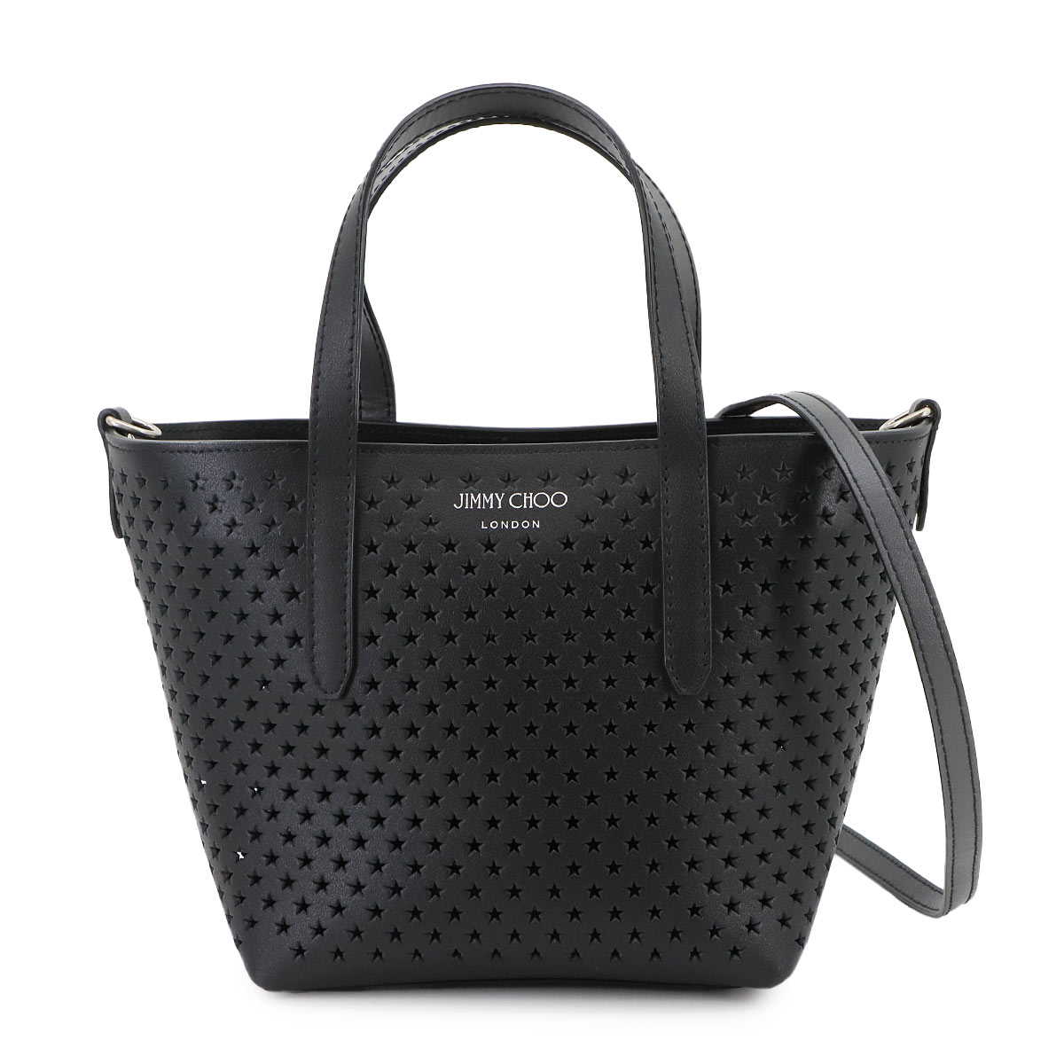 JIMMY CHOO ミニ サラ 2way トート ショルダー バッグ レザー ブラック Mini Sara ジミーチュウ 90300304