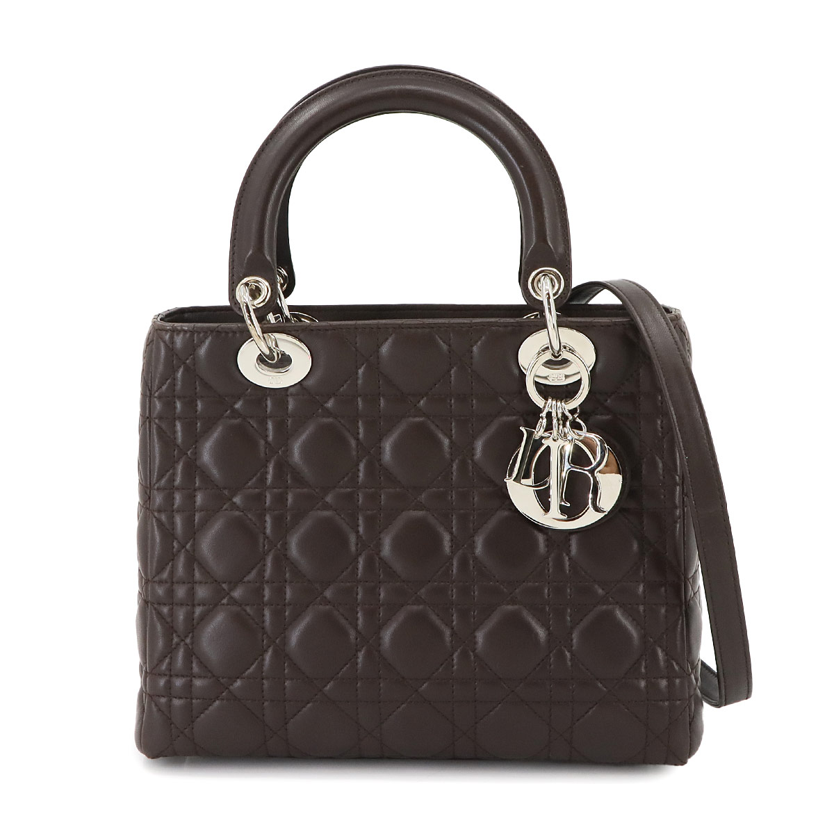 【未使用】ボディバッグ クリスチャンディオール キャンバス レザー シルバー金具 クリスチャンディオールレディディオール 2WAYバッグ バイカラー