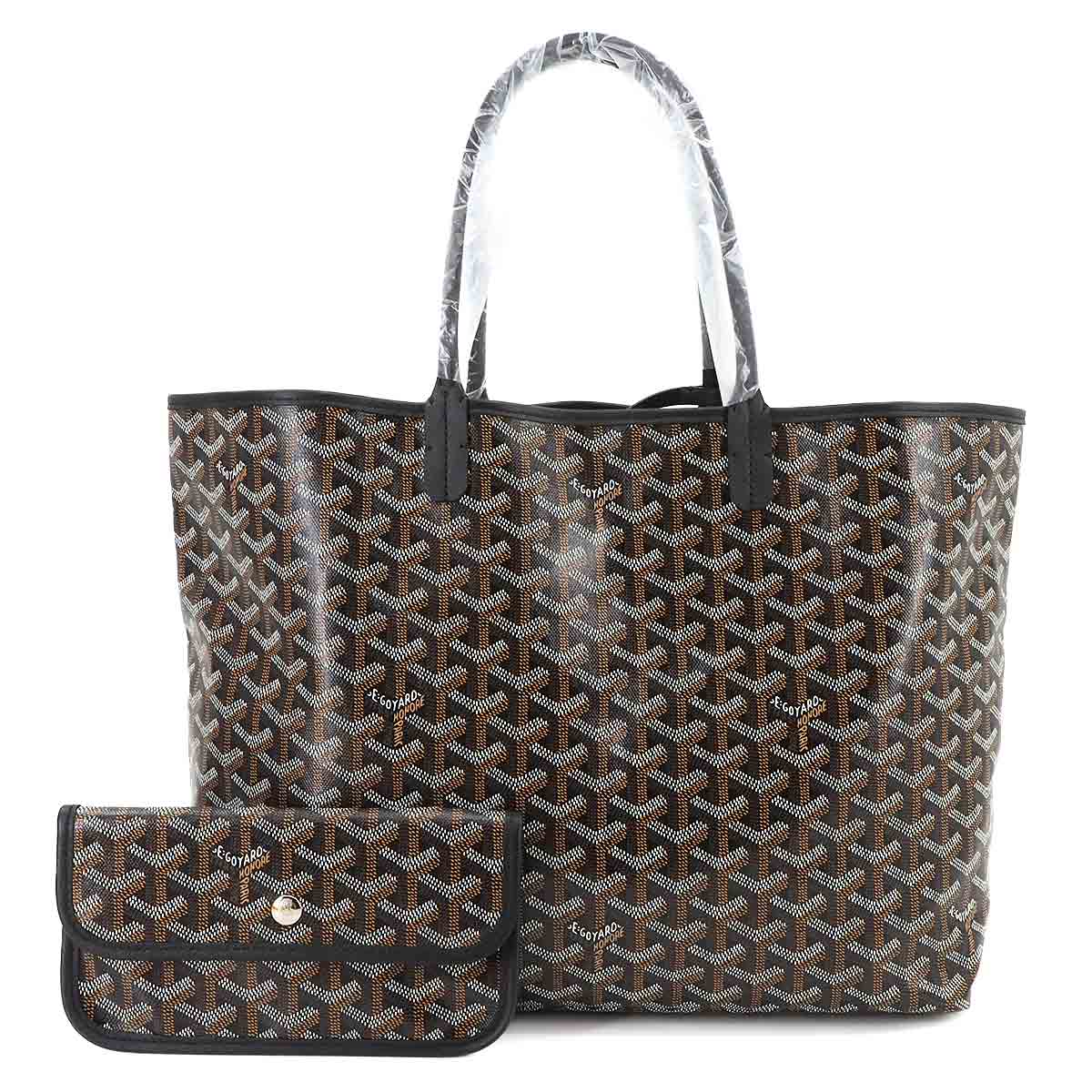 GOYARD サンルイ PM トート バッグ PVC レザー ヘリンボーン ブラック シルバー 金具 Saint Louis PM ゴヤール 90301432