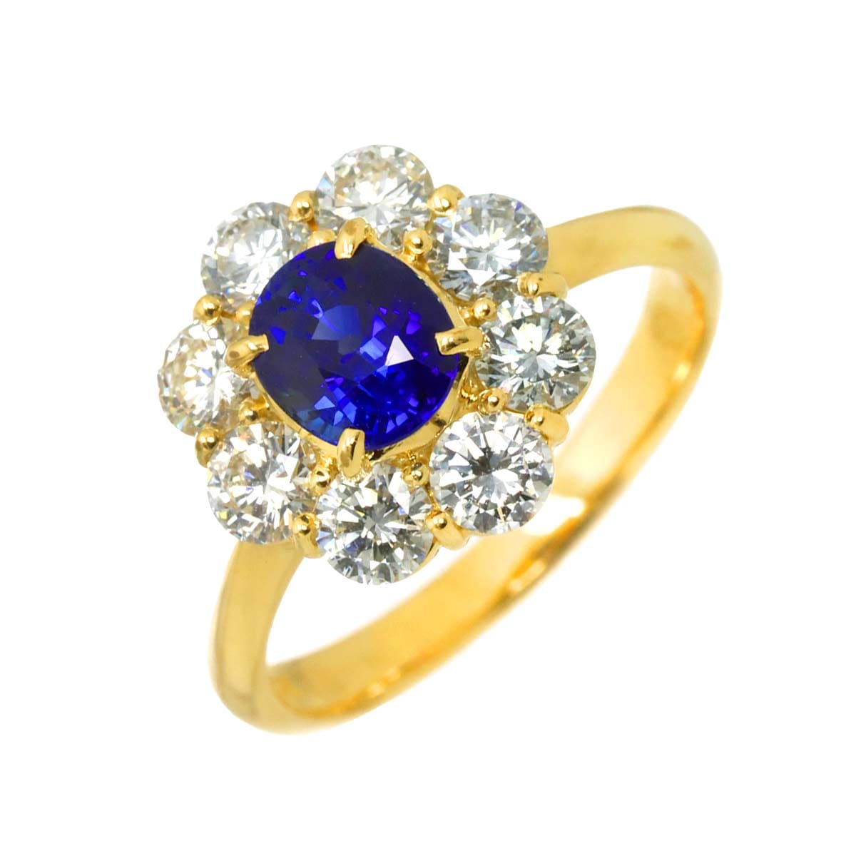 リング 12号 サファイヤ 1.20ct ダイヤ 1.22ct K18 YG イエローゴールド 750 指輪 【ソーティング付き】 Ring 90300720