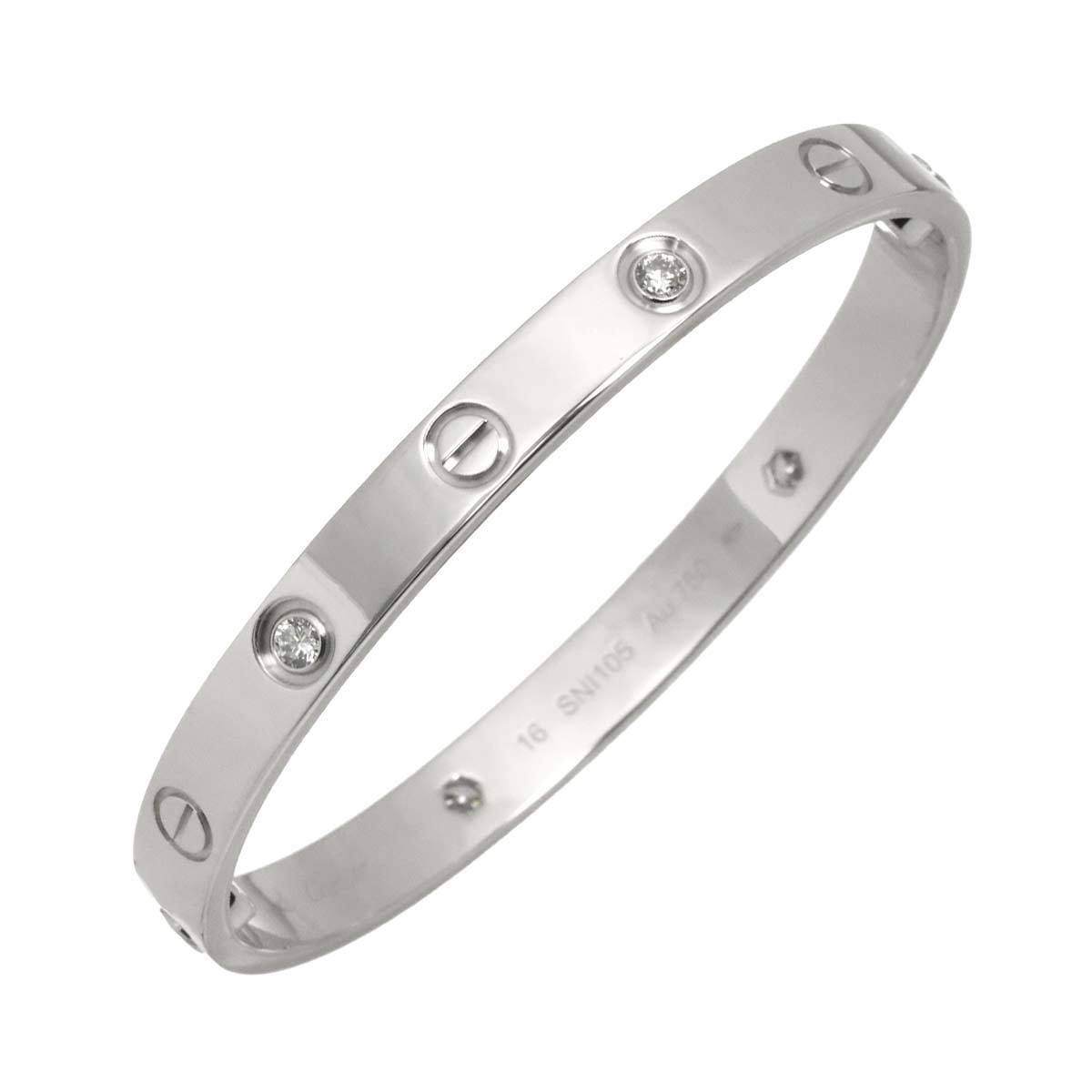 Cartier ラブ ブレス ハーフ ダイヤ 4P #16 K18 WG ホワイトゴールド 750 ブレスレット バングル Love Bracelet カルティエ 90298555