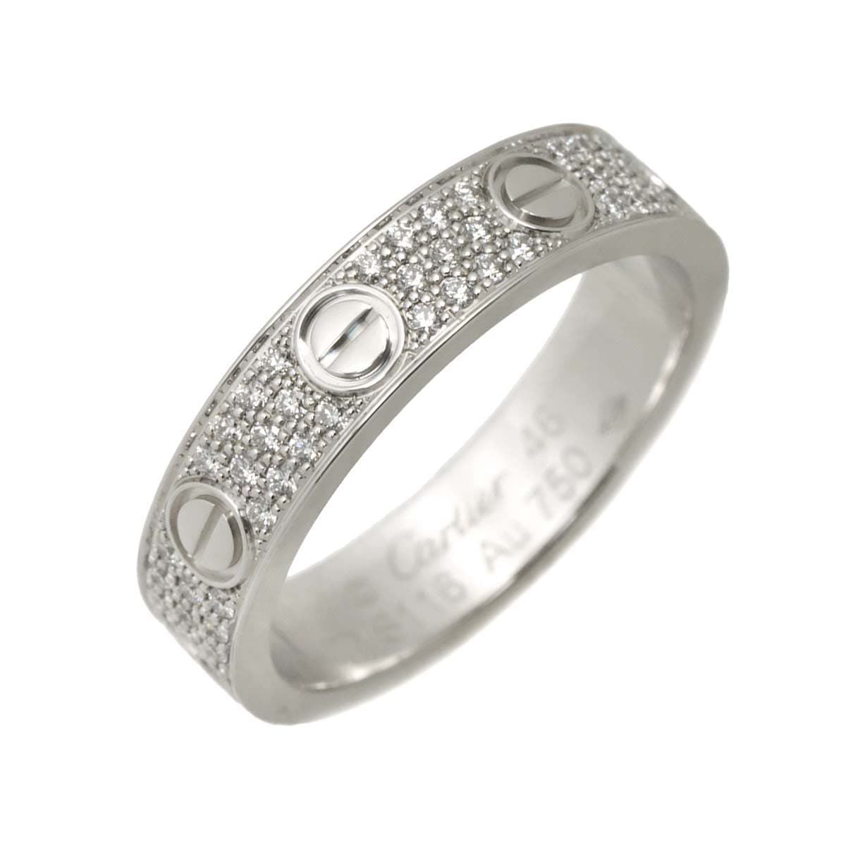 Cartier ミニラブ リング フル パヴェダイヤ スモール #46 K18 WG ホワイトゴールド 750 Mini Love Ring【証明書付き】カルティエ 90300746