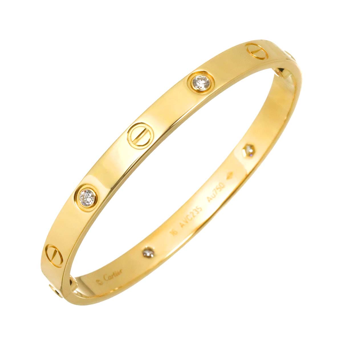 Cartier ラブ ブレス ハーフ ダイヤ 4P #16 K18 YG イエローゴールド 750 ブレスレット バングル Love Bracelet カルティエ 90300935
