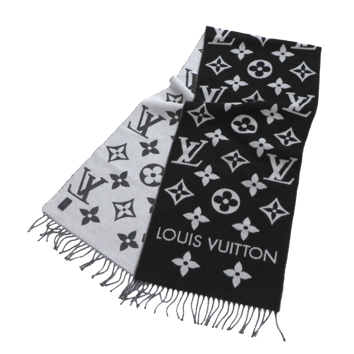 LOUIS VUITTON エシャルプ LV エセンシャル マフラー ウール 100% ノワール M77853 LV Winter Scarf ルイ ヴィトン 90282012