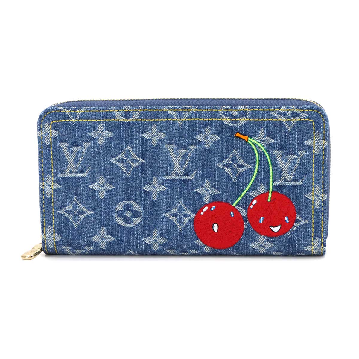LOUIS VUITTON LVｘTM ジッピー ウォレット ラウンドファスナー 長財布 モノグラム チェリー デニム デニムブルー M23161 村上隆 RFID Zippy Wallet ルイ ヴィトン 90283522