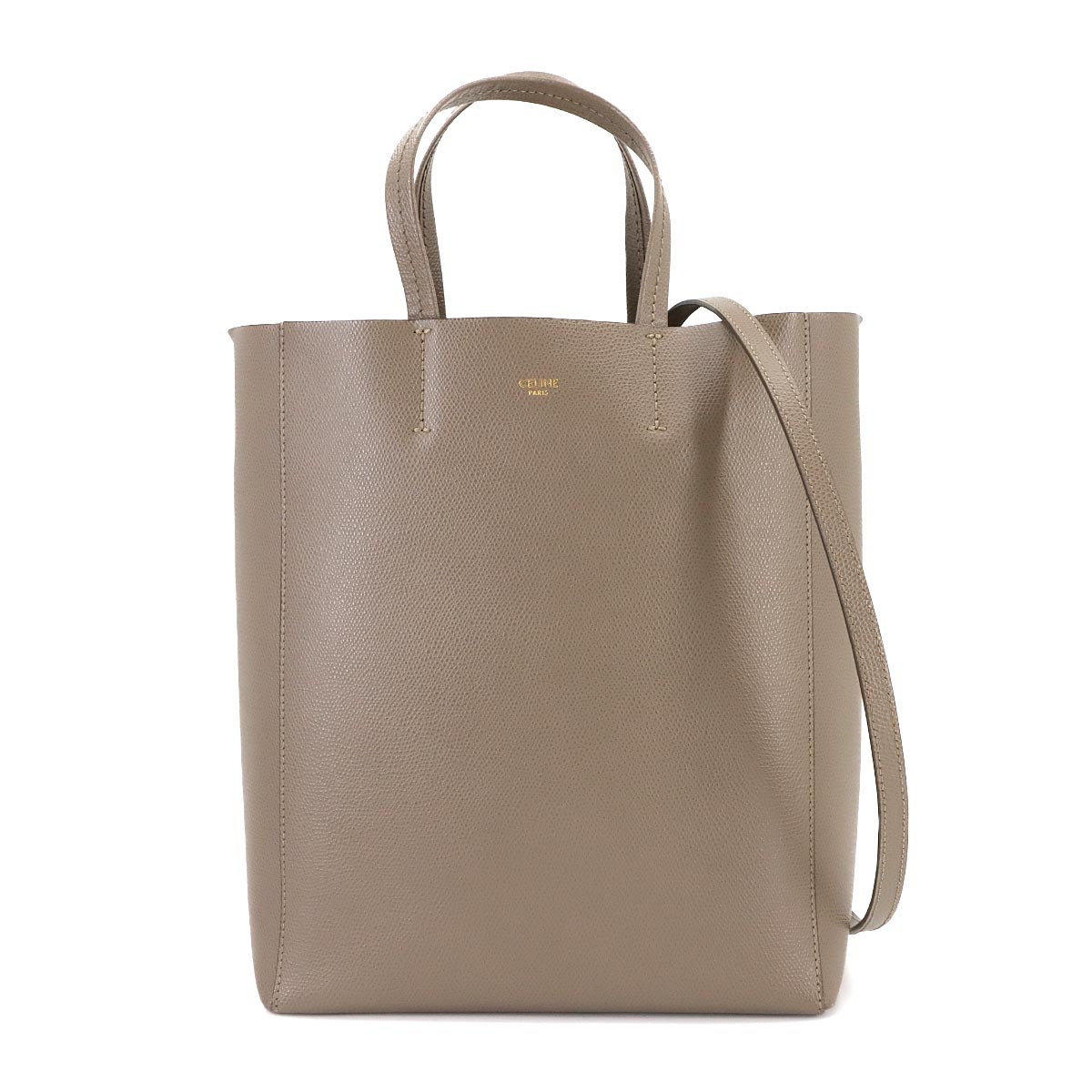 CELINE バーティカル カバ スモール 2way トート ショルダー バッグ レザー トープ 176183 Small Vertical Cabas セリーヌ 90300292