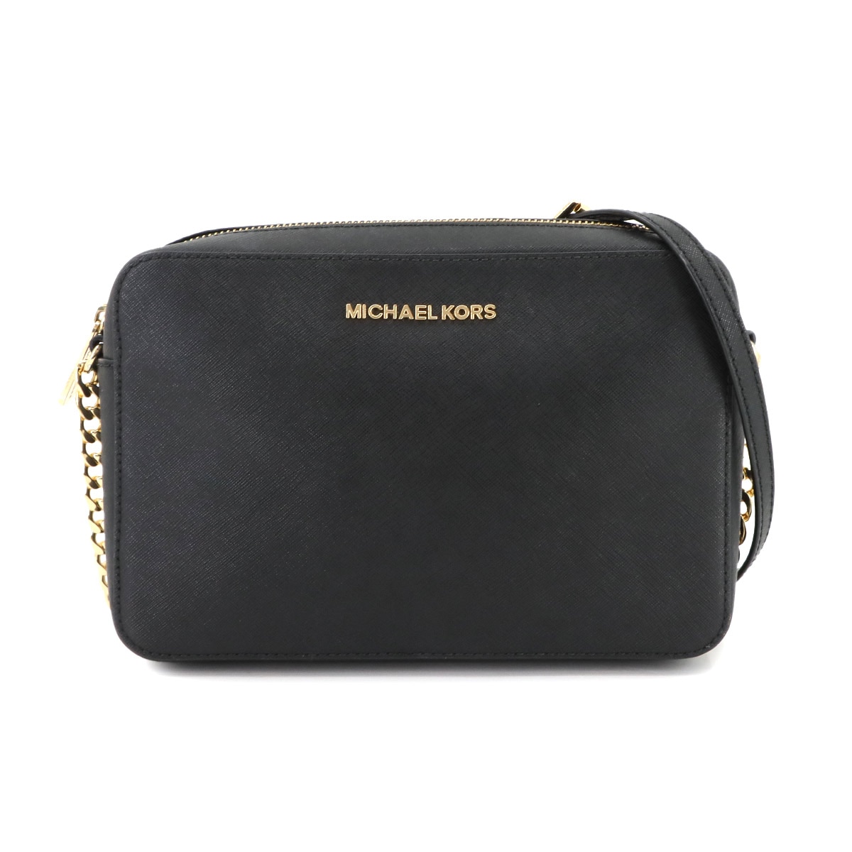 MICHAEL KORS ジェットセット LG EW ショルダー バッグ レザー ブラック ゴールド 金具 Shoulder Bag マイケルコース 90300582