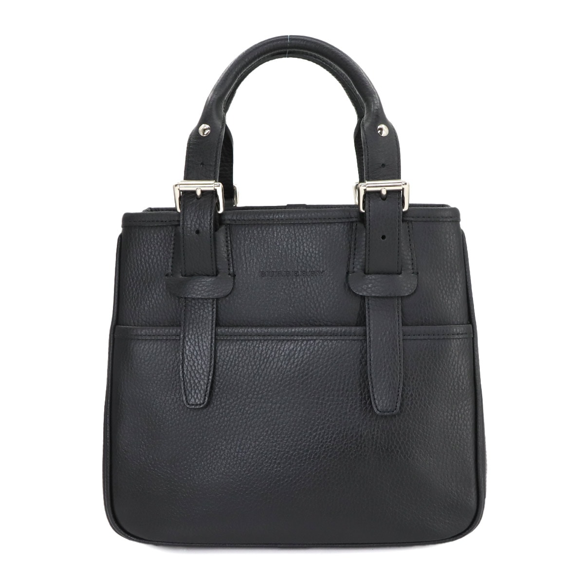 BURBERRY ハンド バッグ レザー ブラック ノバチェック シルバー 金具 Hand Bag バーバリー 90300585