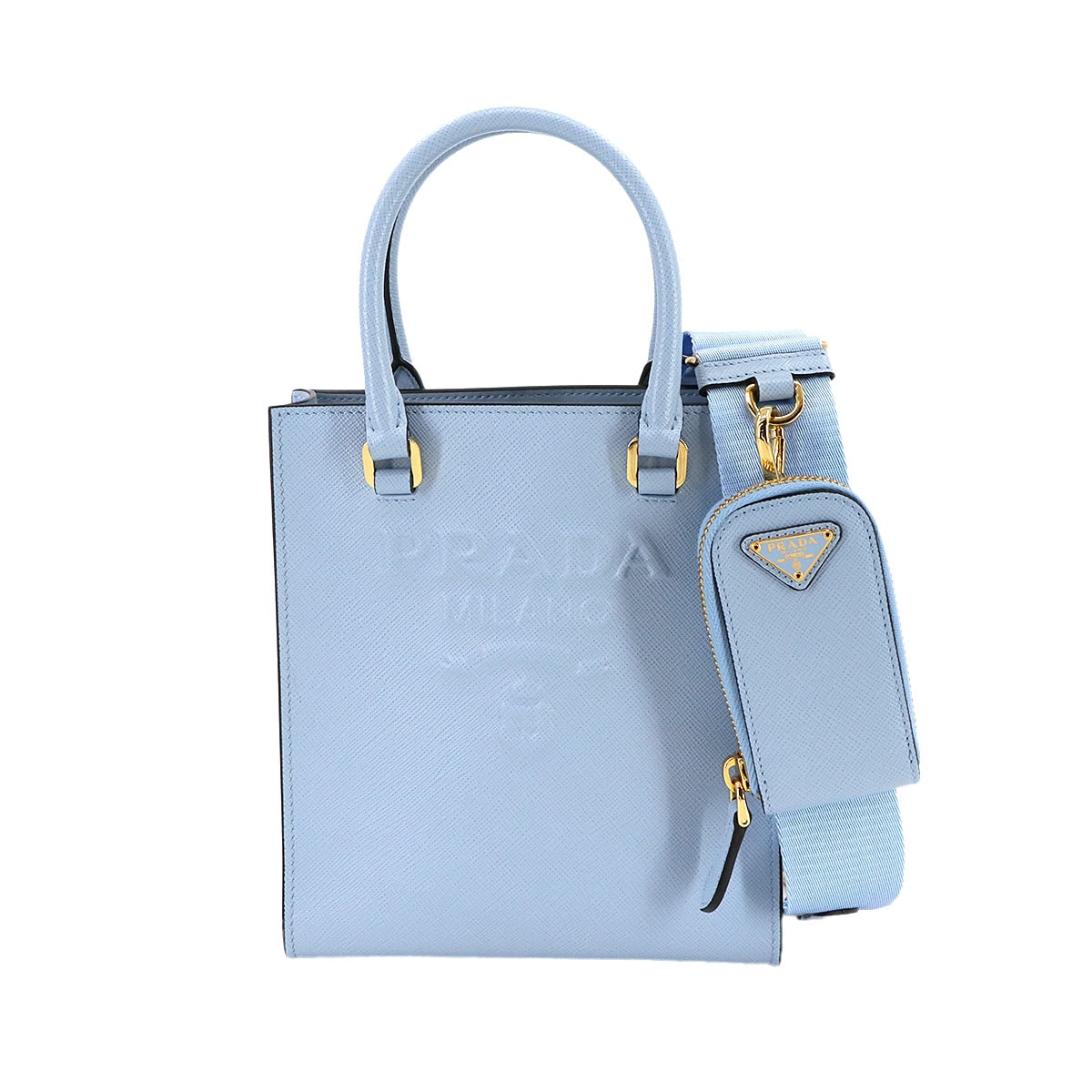 PRADA 2way ハンド ショルダー バッグ サフィアーノレザー ブルー 1BA333 ゴールド 金具 Hand Shoulder Bag  プラダ 90300587