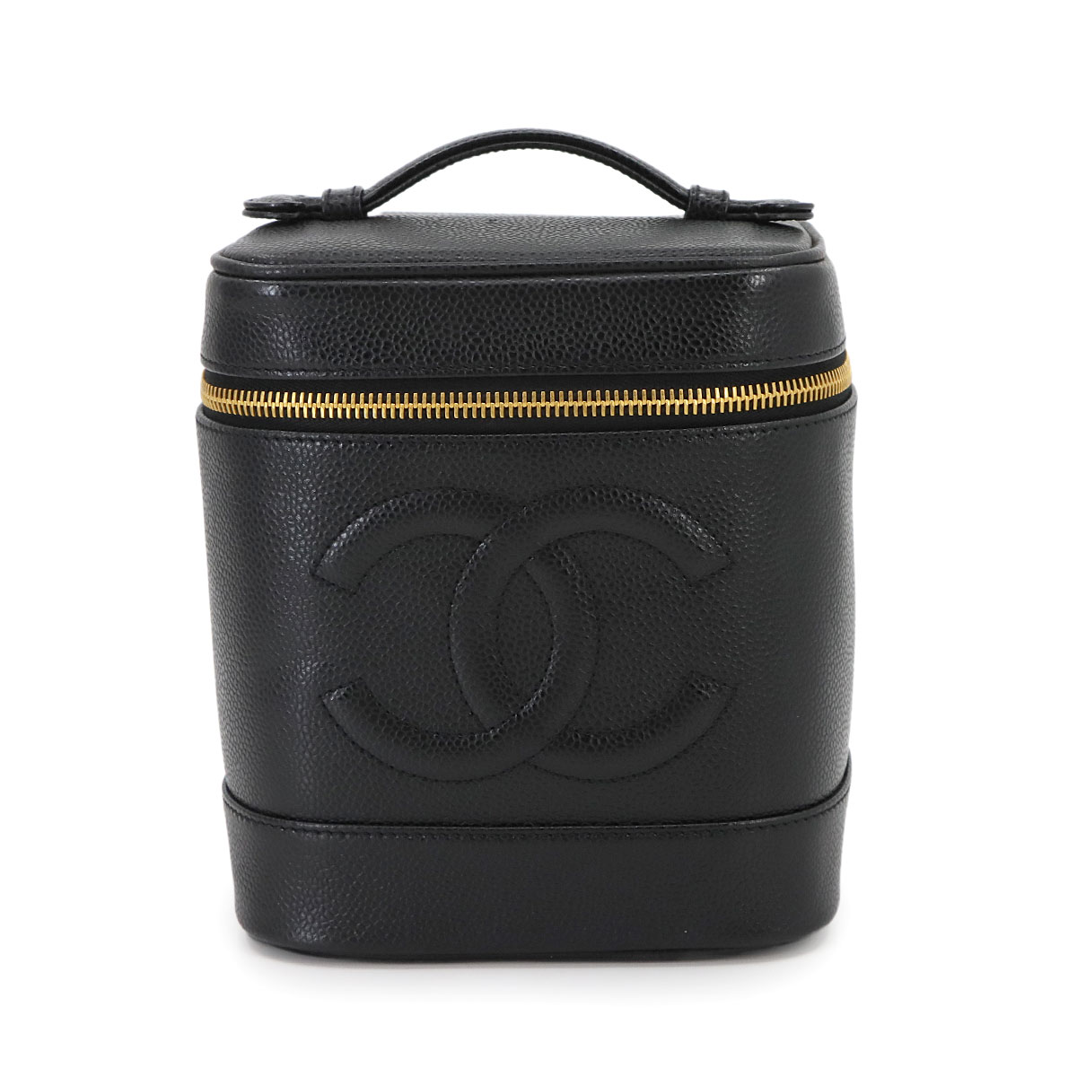 CHANEL バニティ ハンド バッグ キャビアスキン レザー ブラック A01998 ココマーク ゴールド 金具 Vanity Bag シャネル 90300604