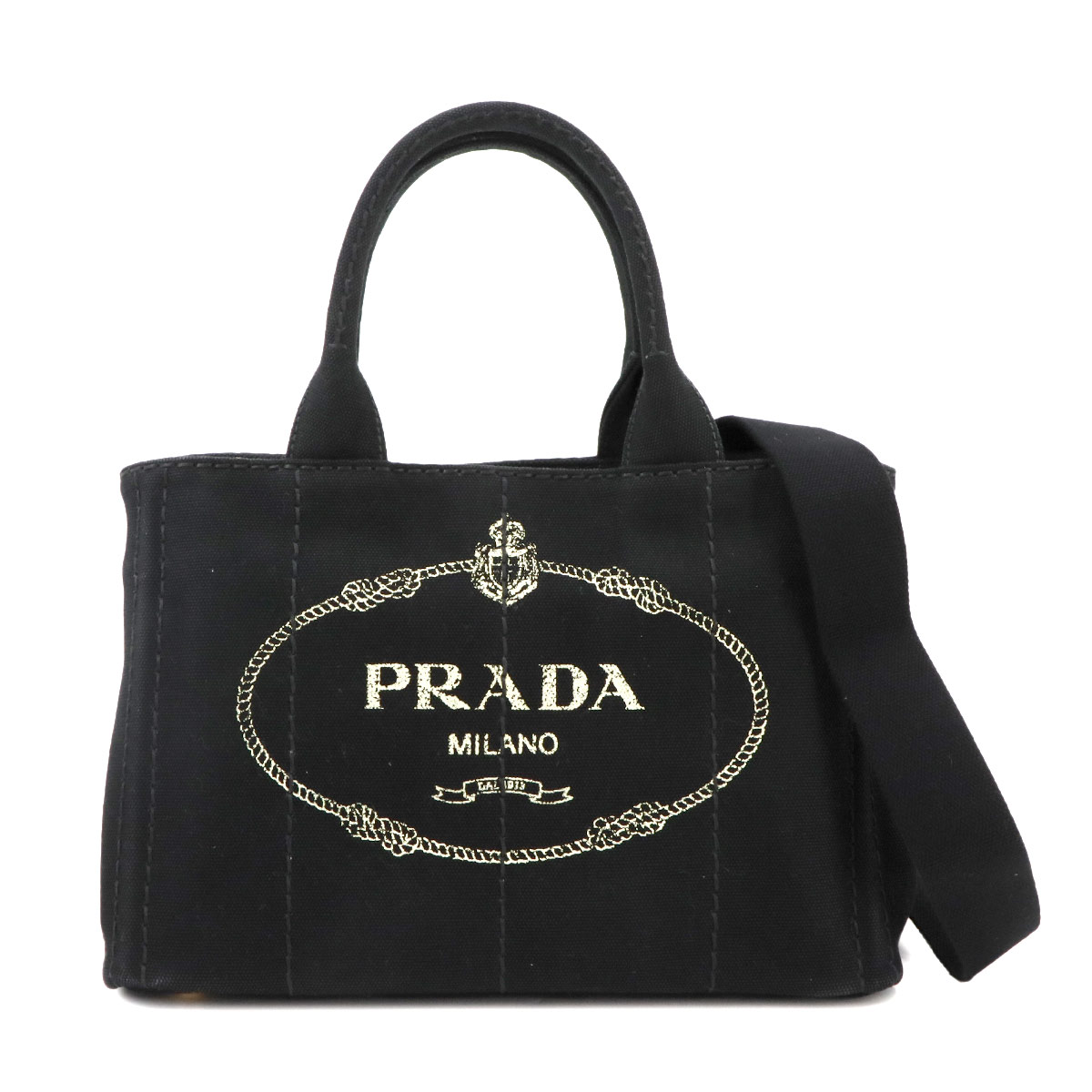 PRADA カナパ ミニ 2way ハンド ショルダー バッグ キャンバス ネロ 1BG439 Canapa Mini プラダ 90300637