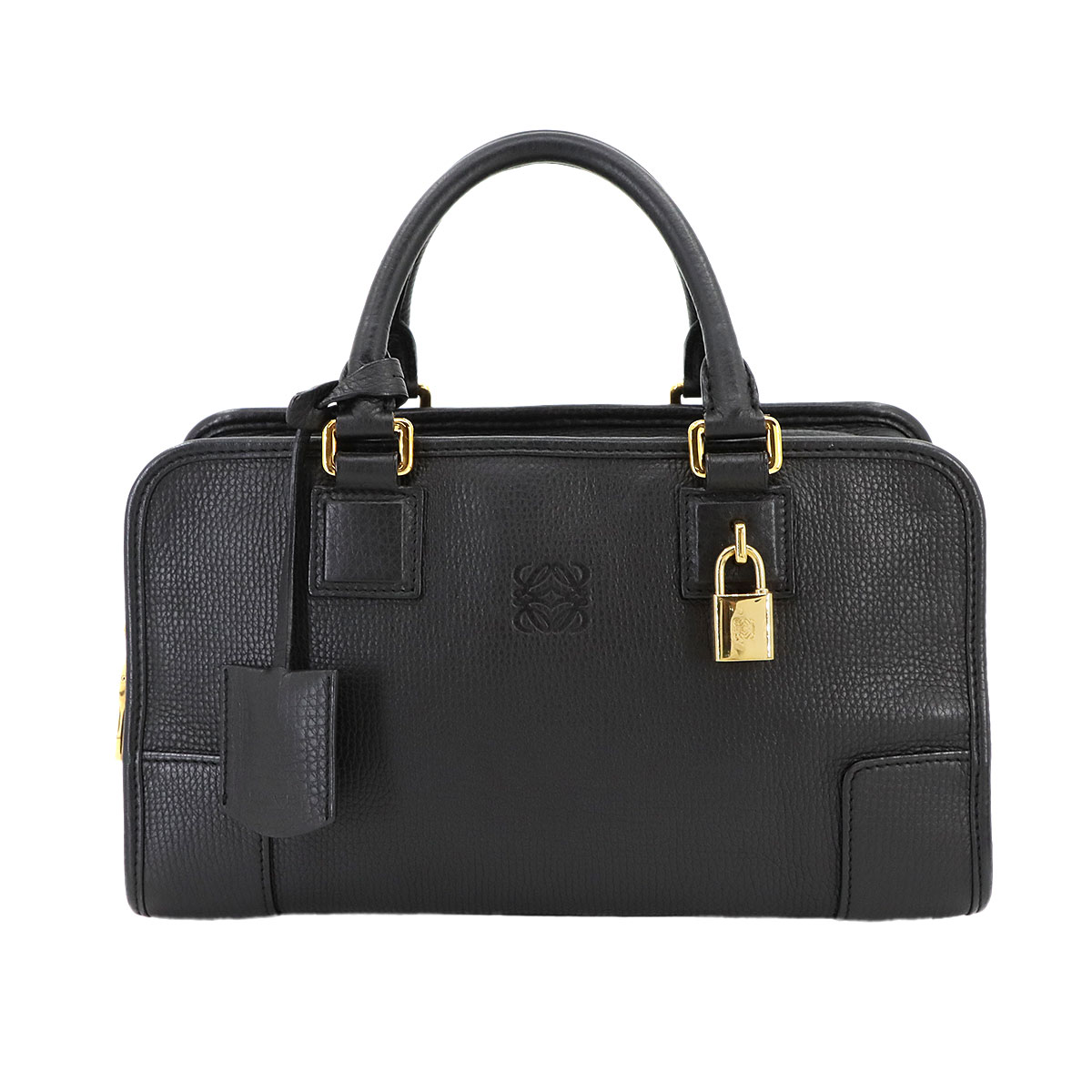 LOEWE アマソナ 28 ハンド バッグ レザー ブラック ゴールド 金具 Amazona 28 ロエベ 90301028