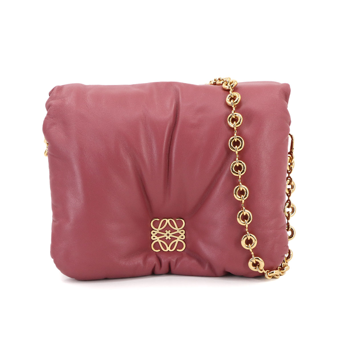 LOEWE パファー ゴヤ チェーン ショルダー バッグ レザー ピンク A40P41X01 ゴールド 金具 Puffer Goya Bag ロエベ 90301537