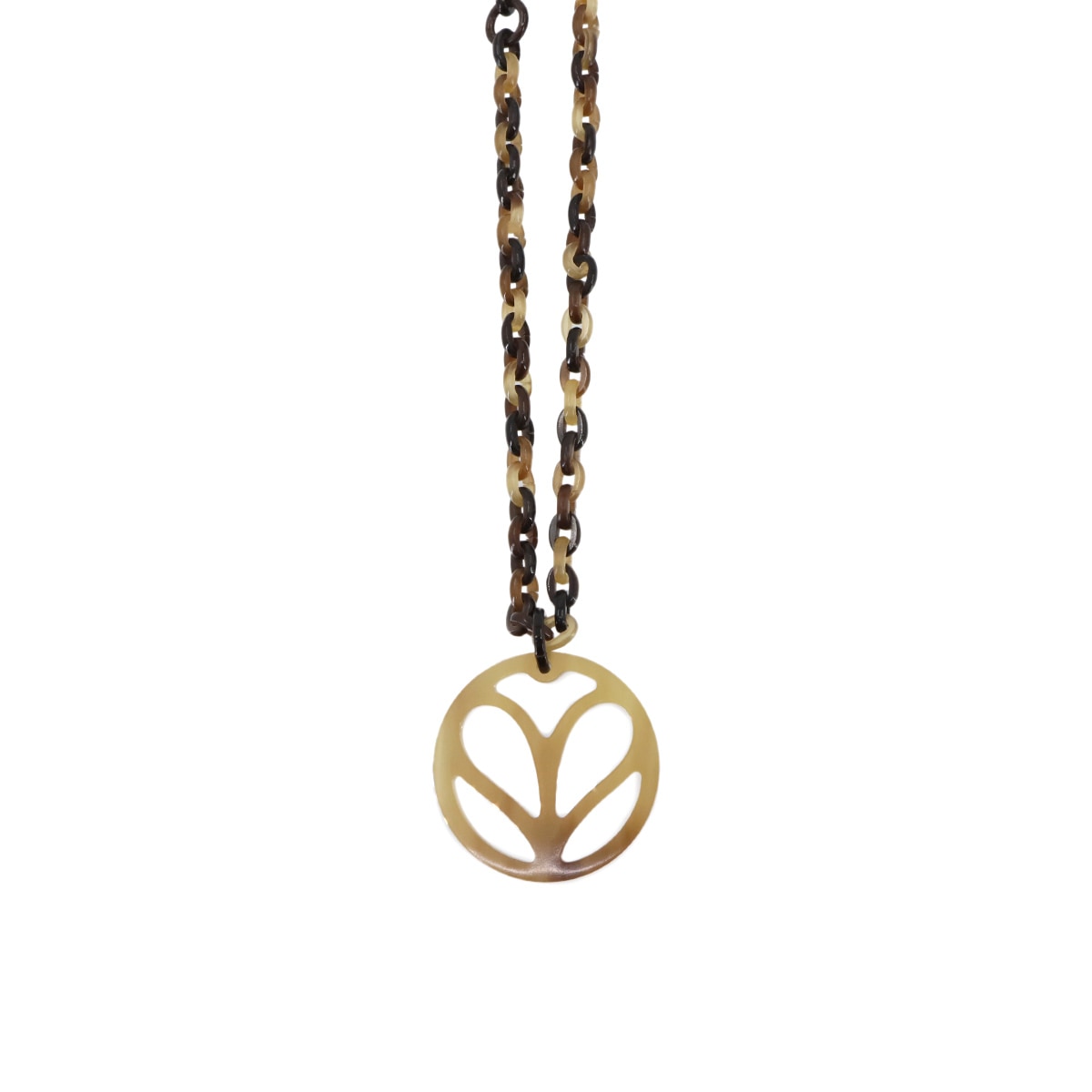 HERMES ハート ペンダント ネックレス バッファローホーン ブラウン系 Necklace エルメス 90300614