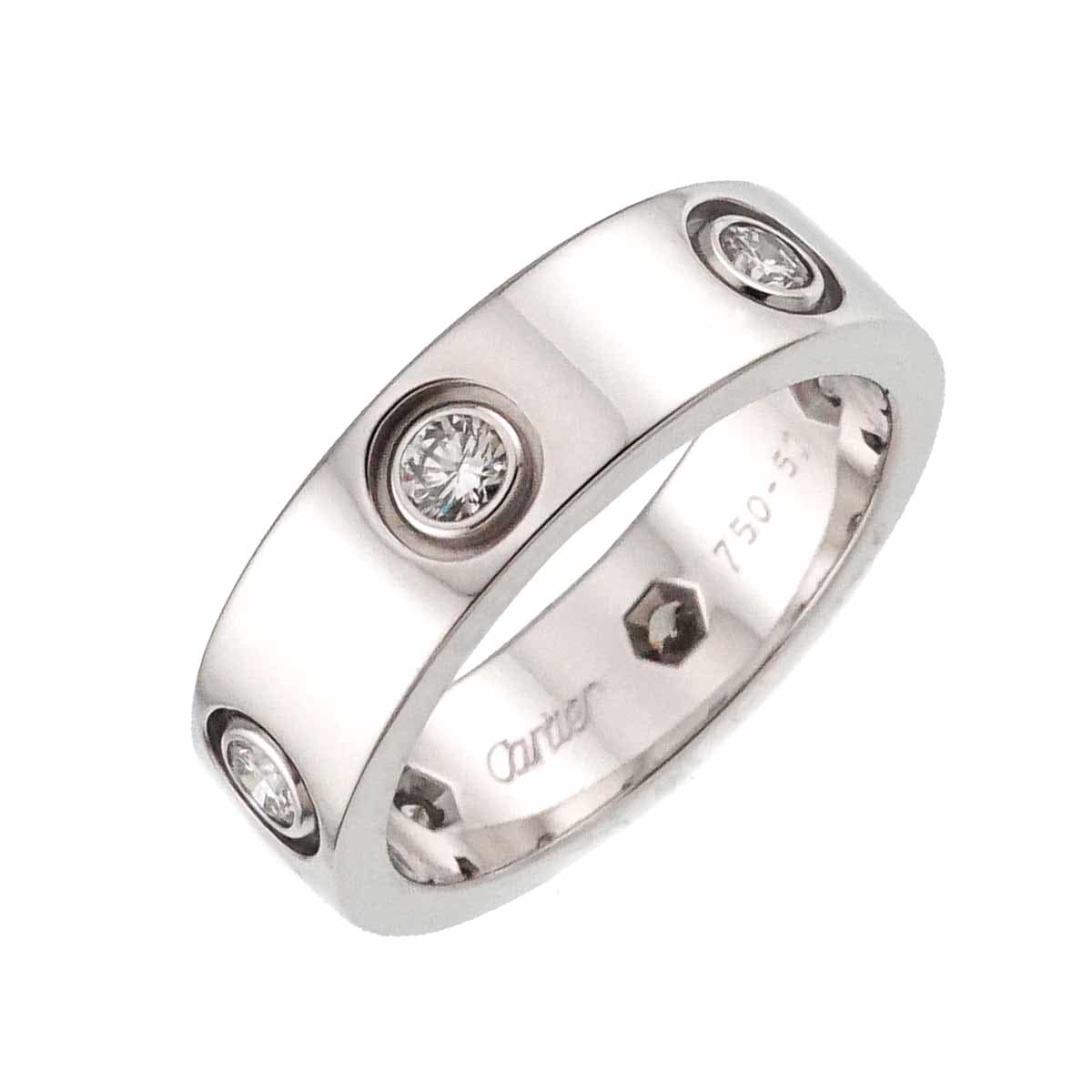 未使用級 磨き済み カルティエ ミニラブリング ホワイトゴールド 750 #46 CARTIER カルティエ ミニラブ リング 指輪 5号 18金 K18ホワイト