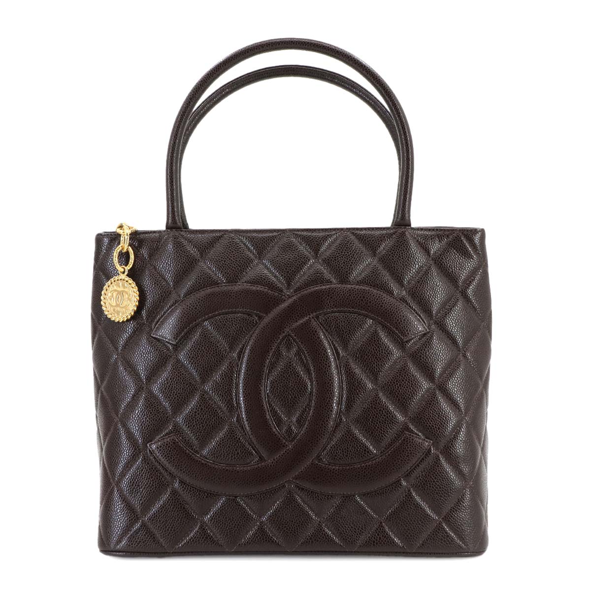 CHANEL 復刻トート バッグ キャビアスキン ブラウン A01804 ゴールド 金具 ヴィンテージ Medallion Tote Bag シャネル 90301419