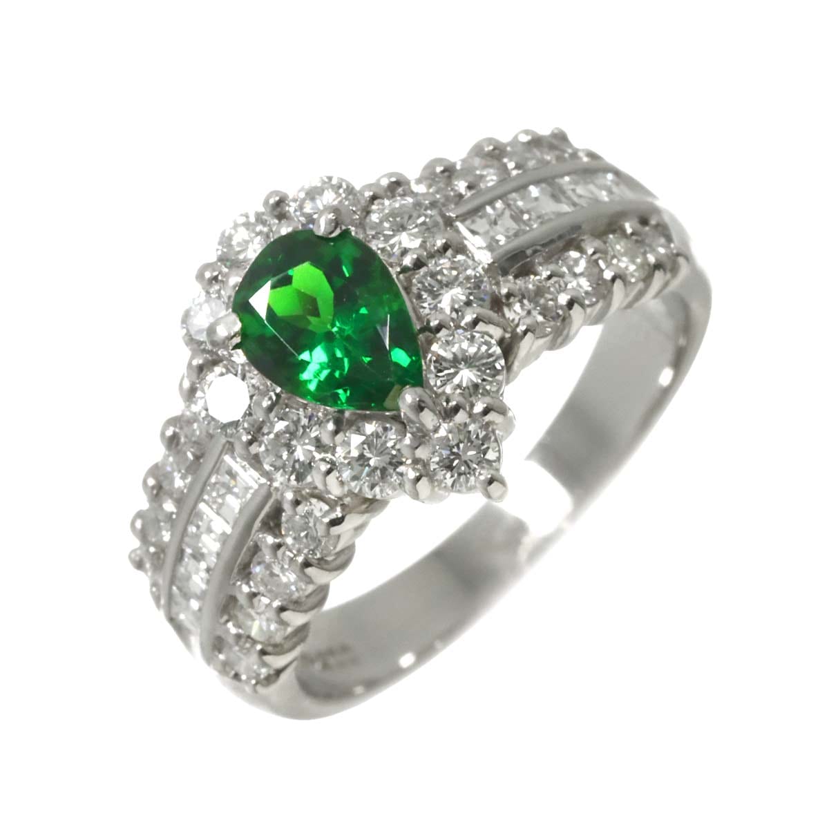 リング 14号 ガーネット 0.96ct ダイヤ 1.23ct Pt プラチナ 指輪 【ソーティング付き】Garnet Ring 90302425