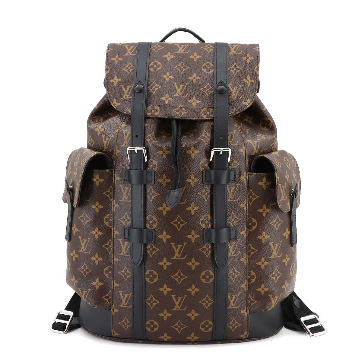 LOUIS VUITTON モノグラム マカサー クリストファー MM バックパック リュックサック ブラウン ブラック M43735 Monogram Macassar Christopher MM ルイ ヴィトン 90300595