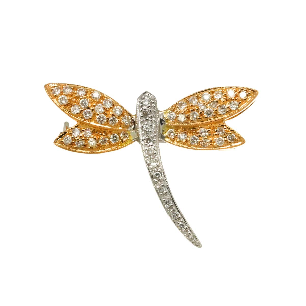 ダイヤ 0.36ct K18 PG WG ブローチ ピンク ホワイトゴールド 750 Diamond Brooch 90298975